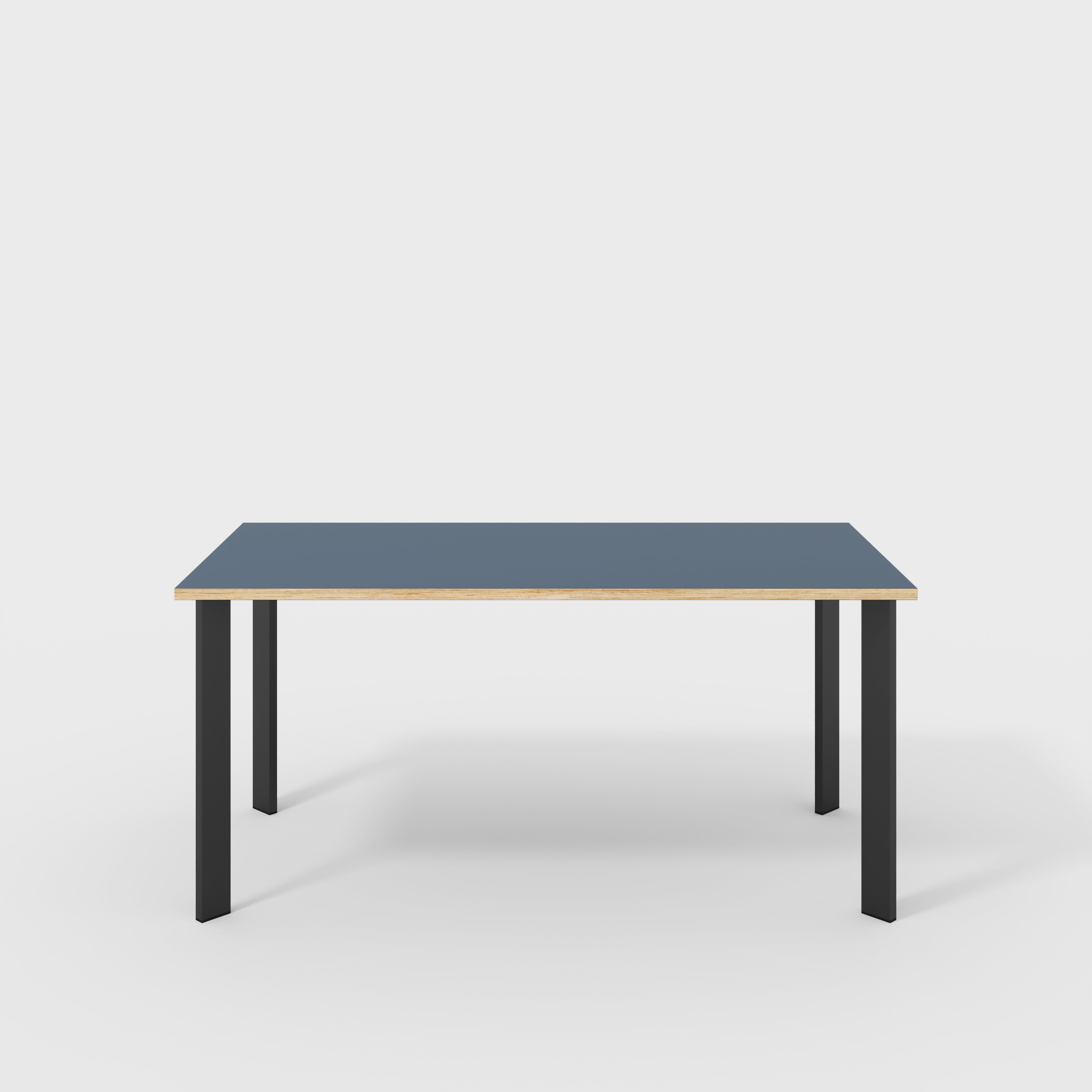 Desk with Black Rectangular Single Pin Legs - Formica Night Sea Blue - 1600(w) x 800(d) x 735(h)