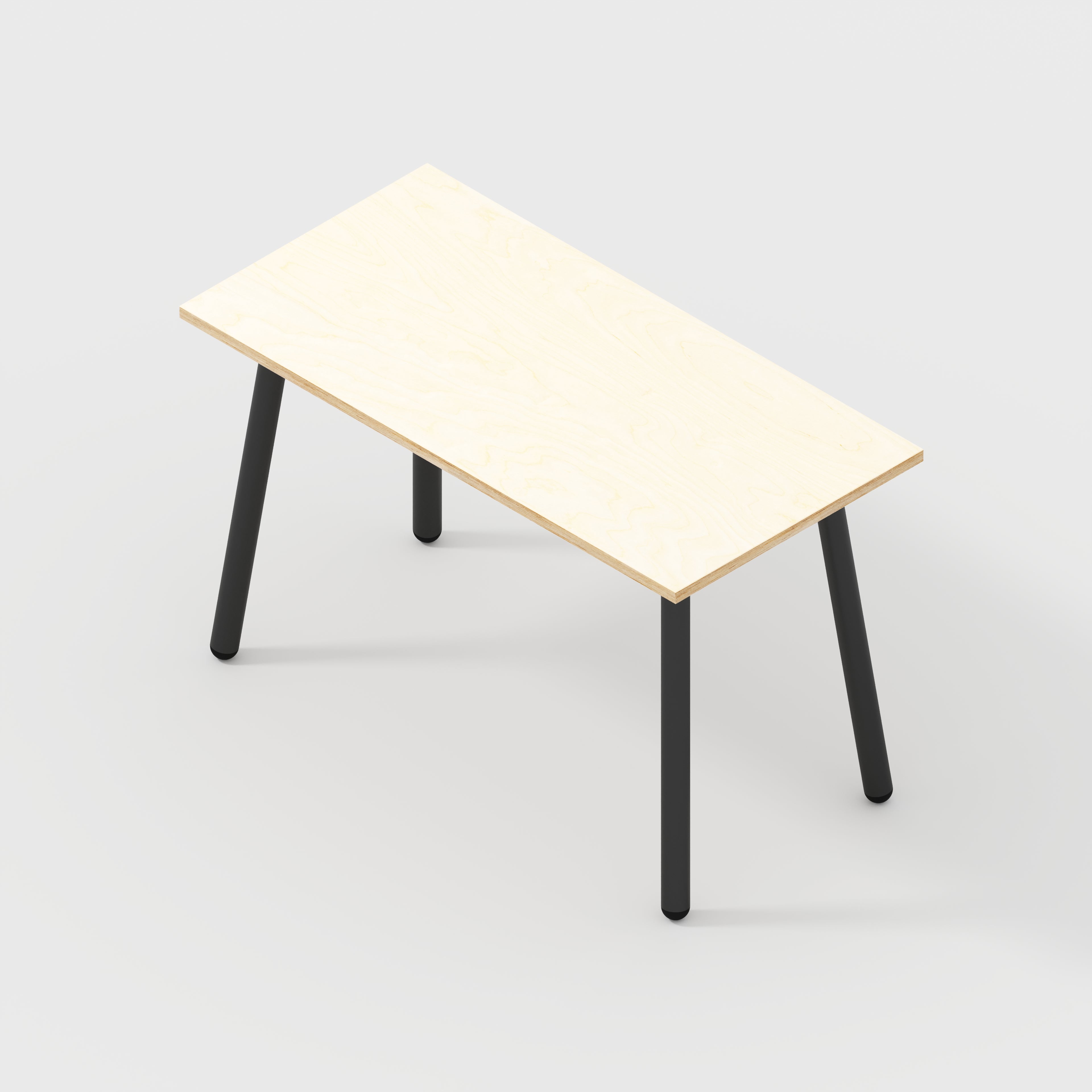 Desk with Black Round Single Pin Legs - Plywood Birch - 1200(w) x 600(d) x 735(h)