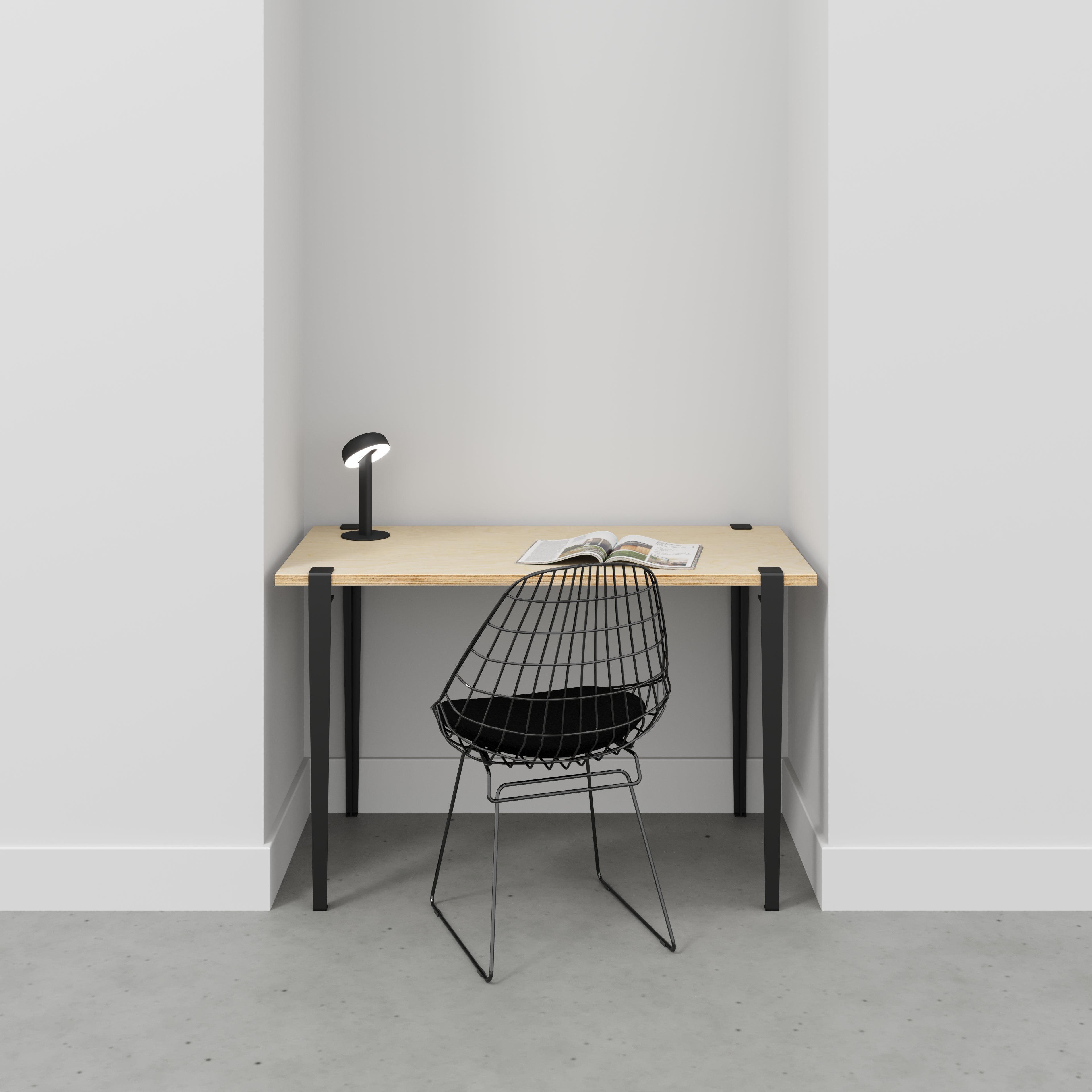 Desk with Black Tiptoe Legs - Plywood - Birch - 1200(w) x 600(d) x 750(h)