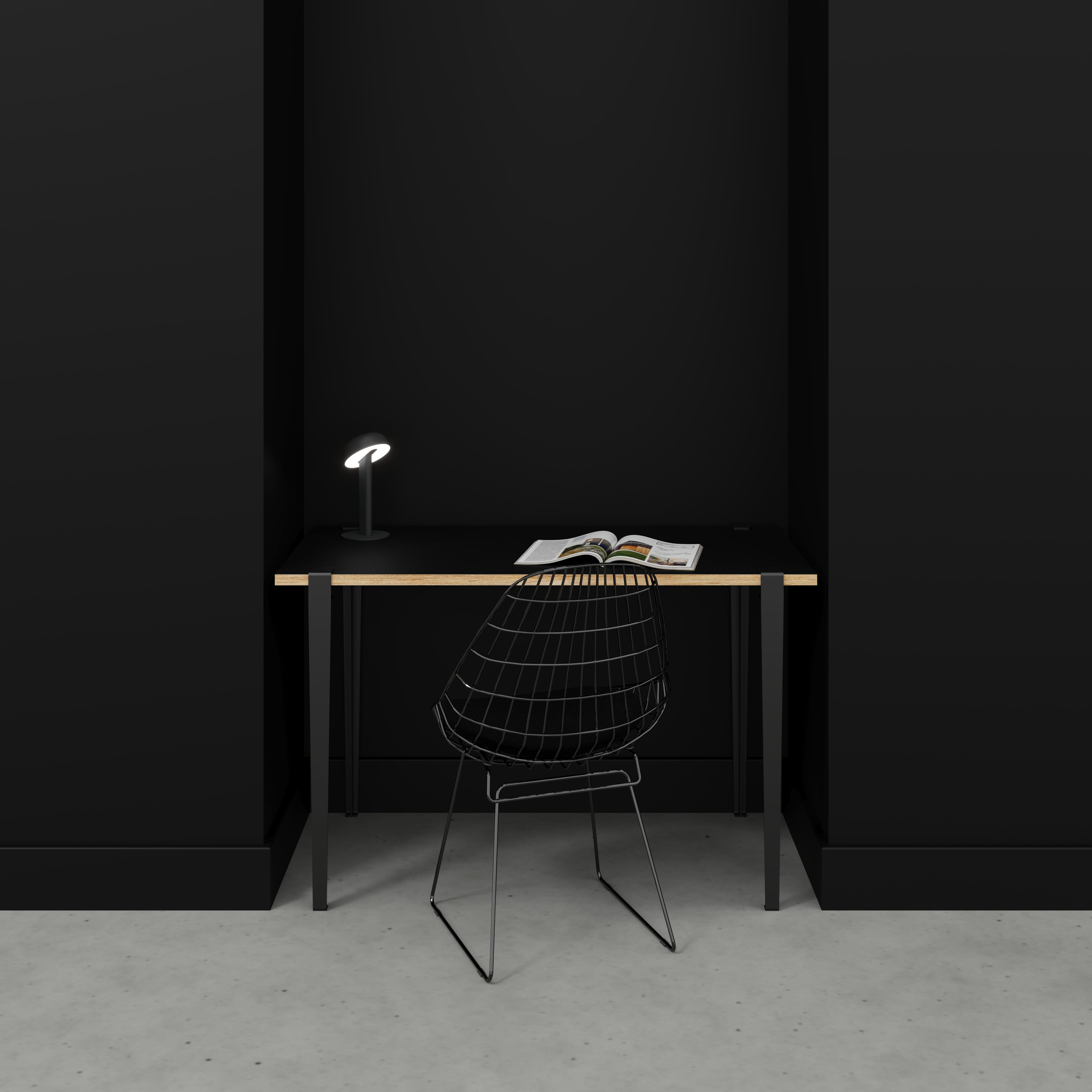 Desk with Black Tiptoe Legs - Formica Diamond Black - 1200(w) x 600(d) x 750(h)
