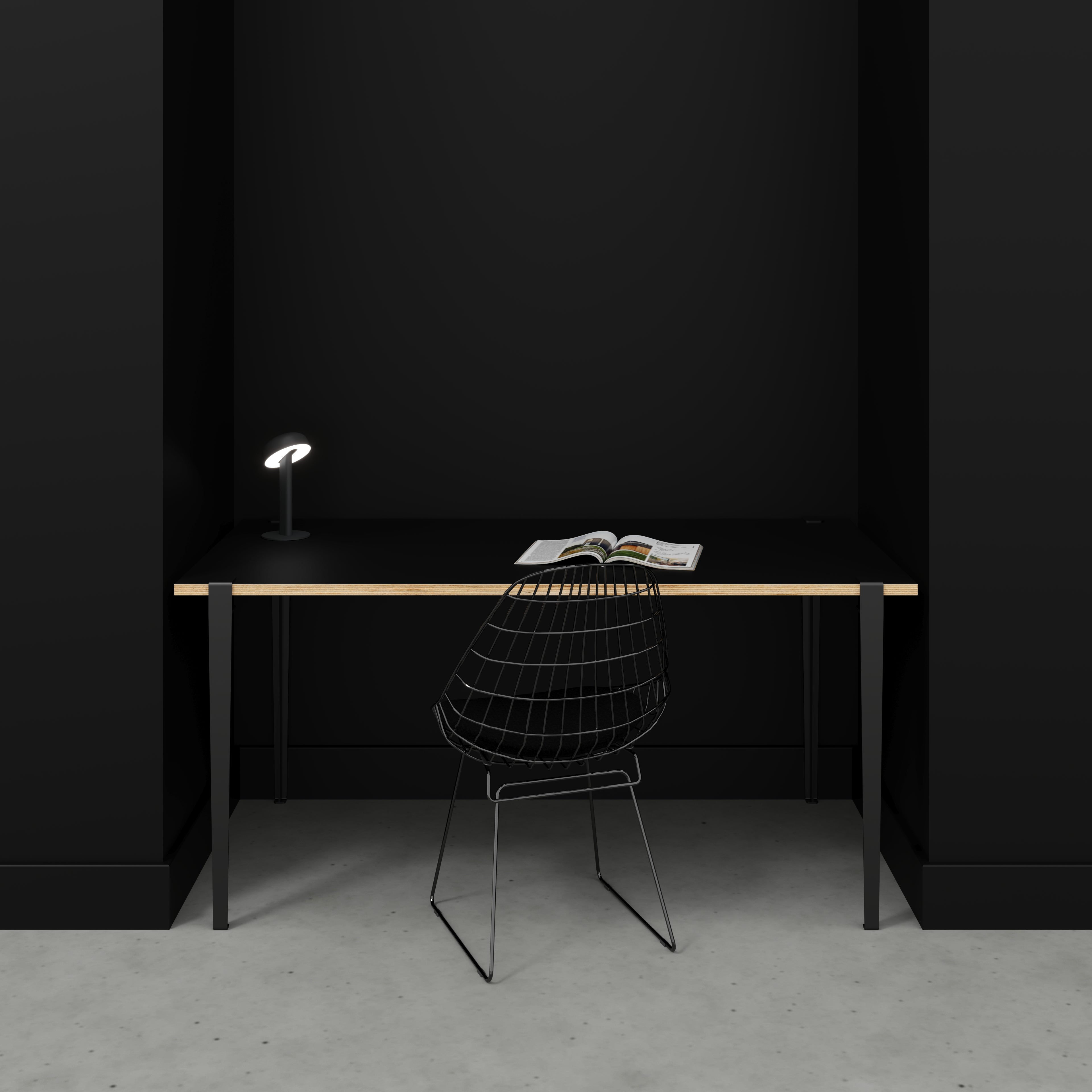 Desk with Black Tiptoe Legs - Formica Diamond Black - 1600(w) x 800(d) x 750(h)