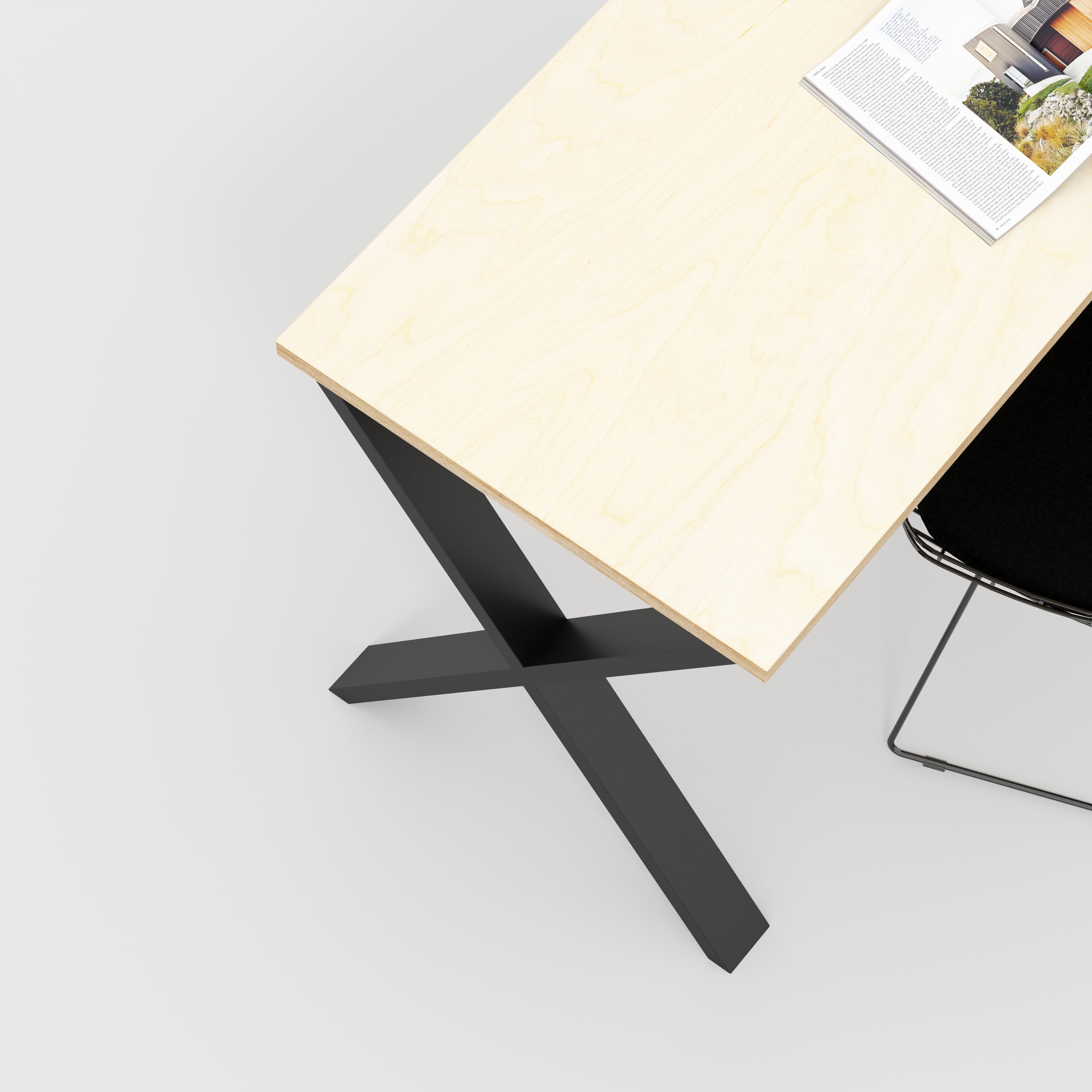 Custom Plywood Desk with X-Frame Industrial Legs