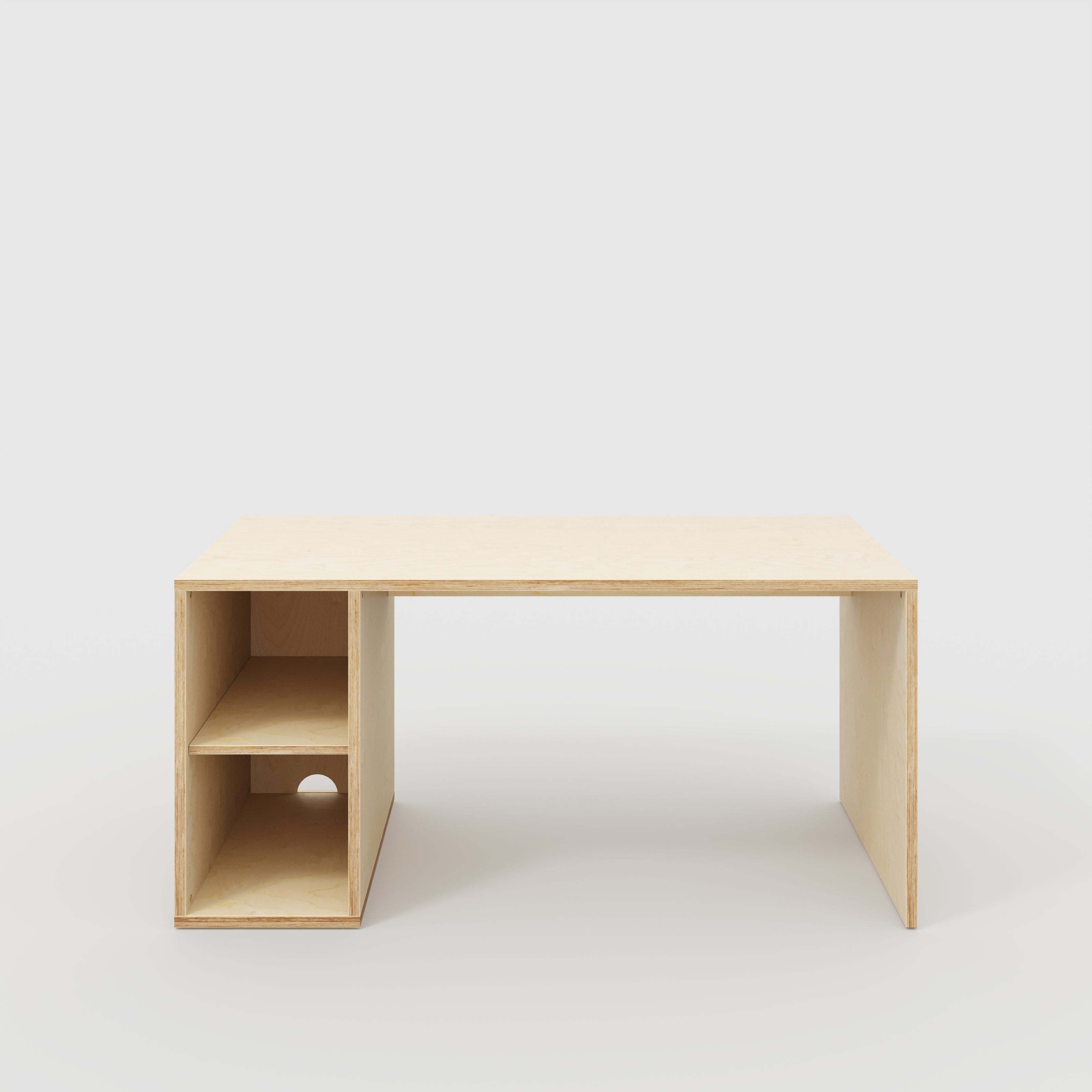 Plywood Desk with Storage Type 1 LH - Open Shelves - Plywood Birch - 1