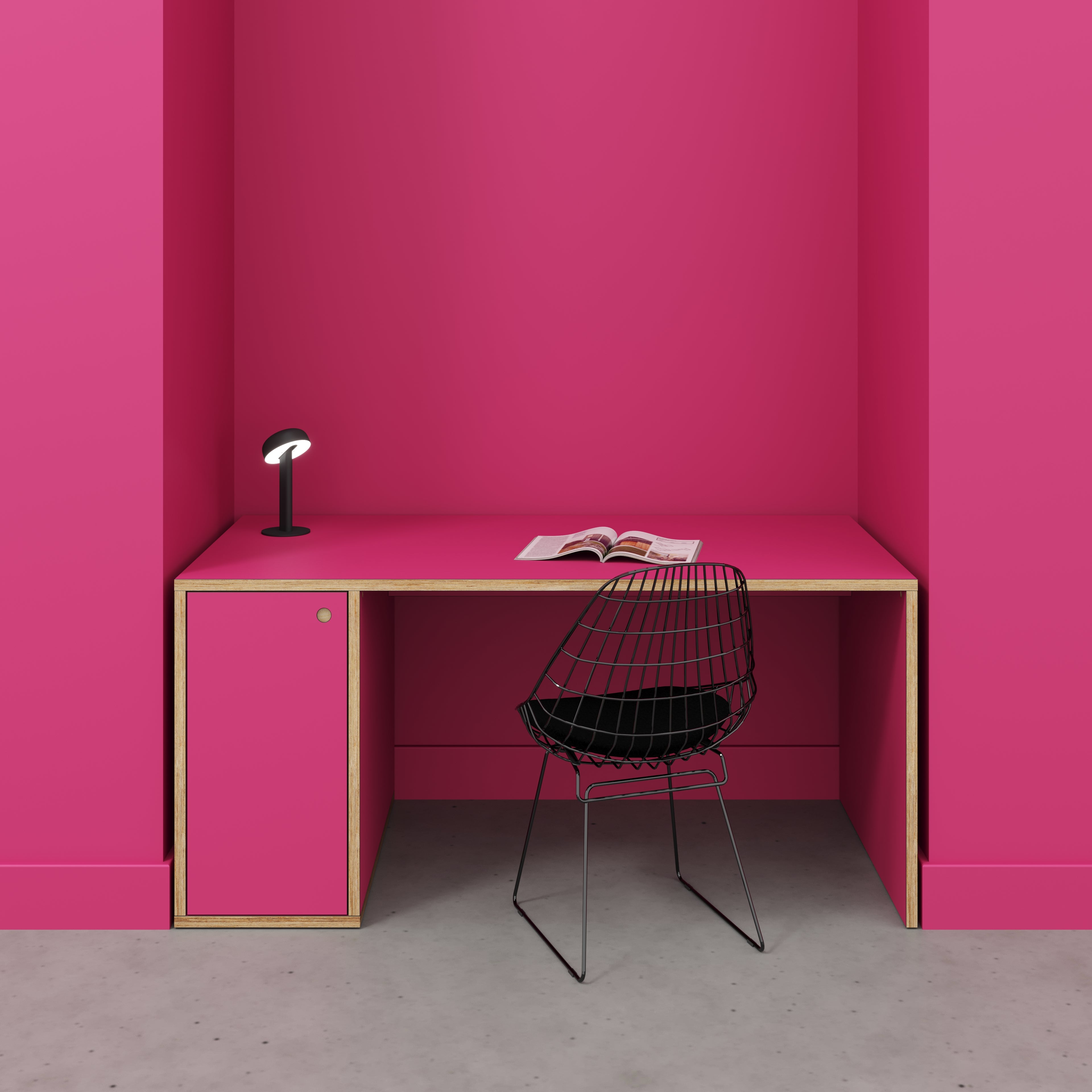 Desk with Storage Type 1 LH - Door - Formica Juicy Pink - 1600(w) x 800(d) x 750(h)