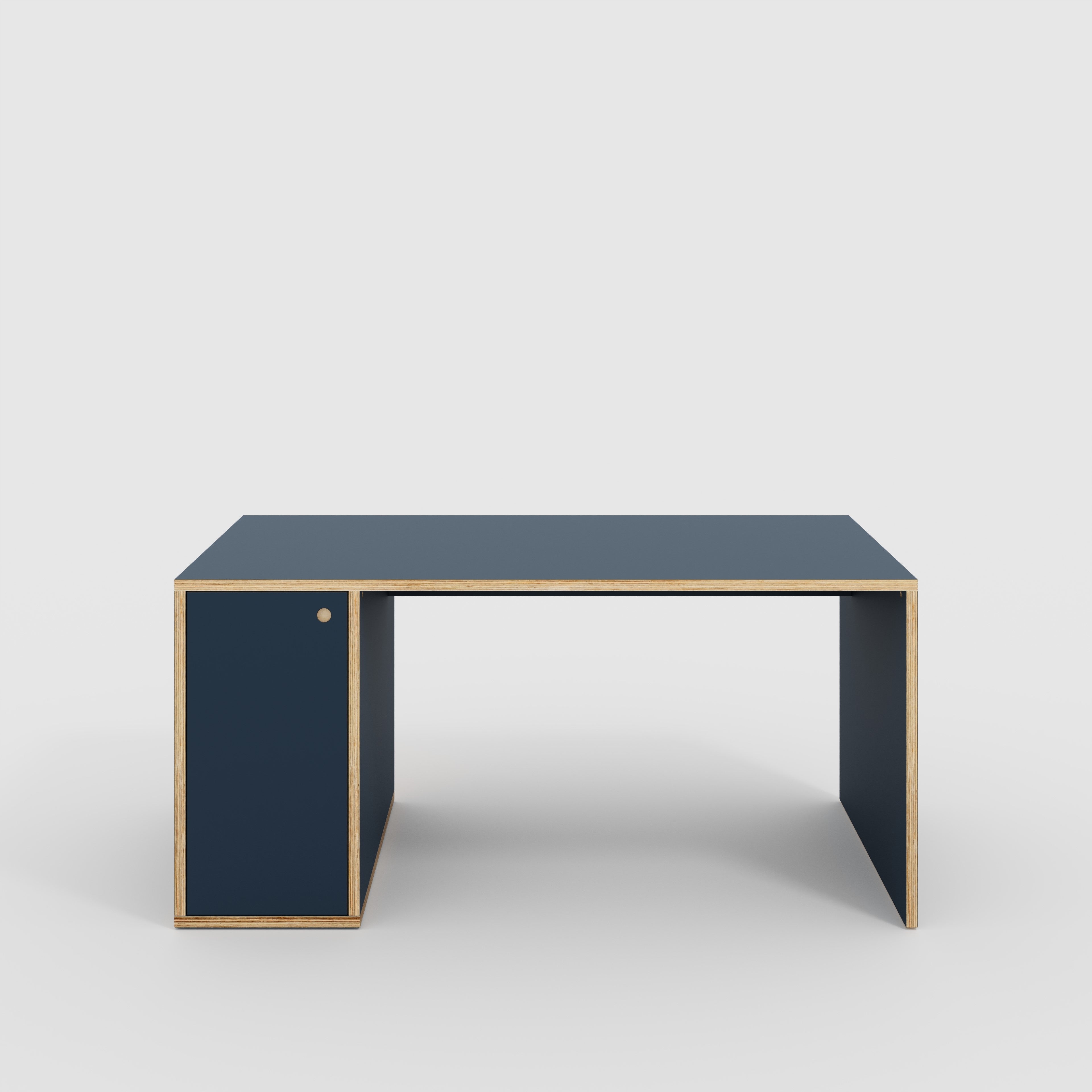 Desk with Storage Type 1 LH - Door - Formica Night Sea Blue - 1600(w) x 800(d) x 750(h)