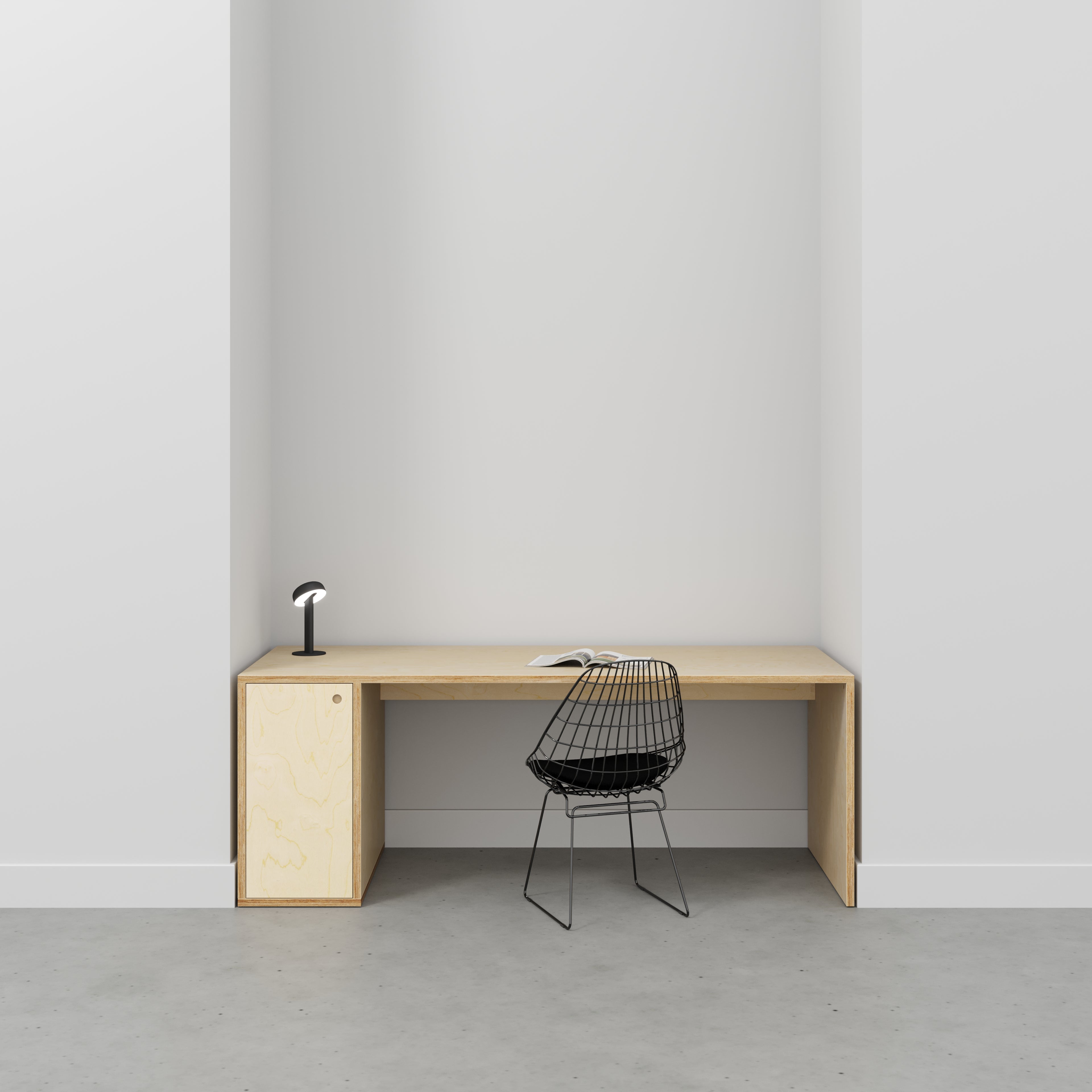 Desk with Storage Type 1 LH - Door - Plywood Birch - 2000(w) x 800(d) x 750(h)
