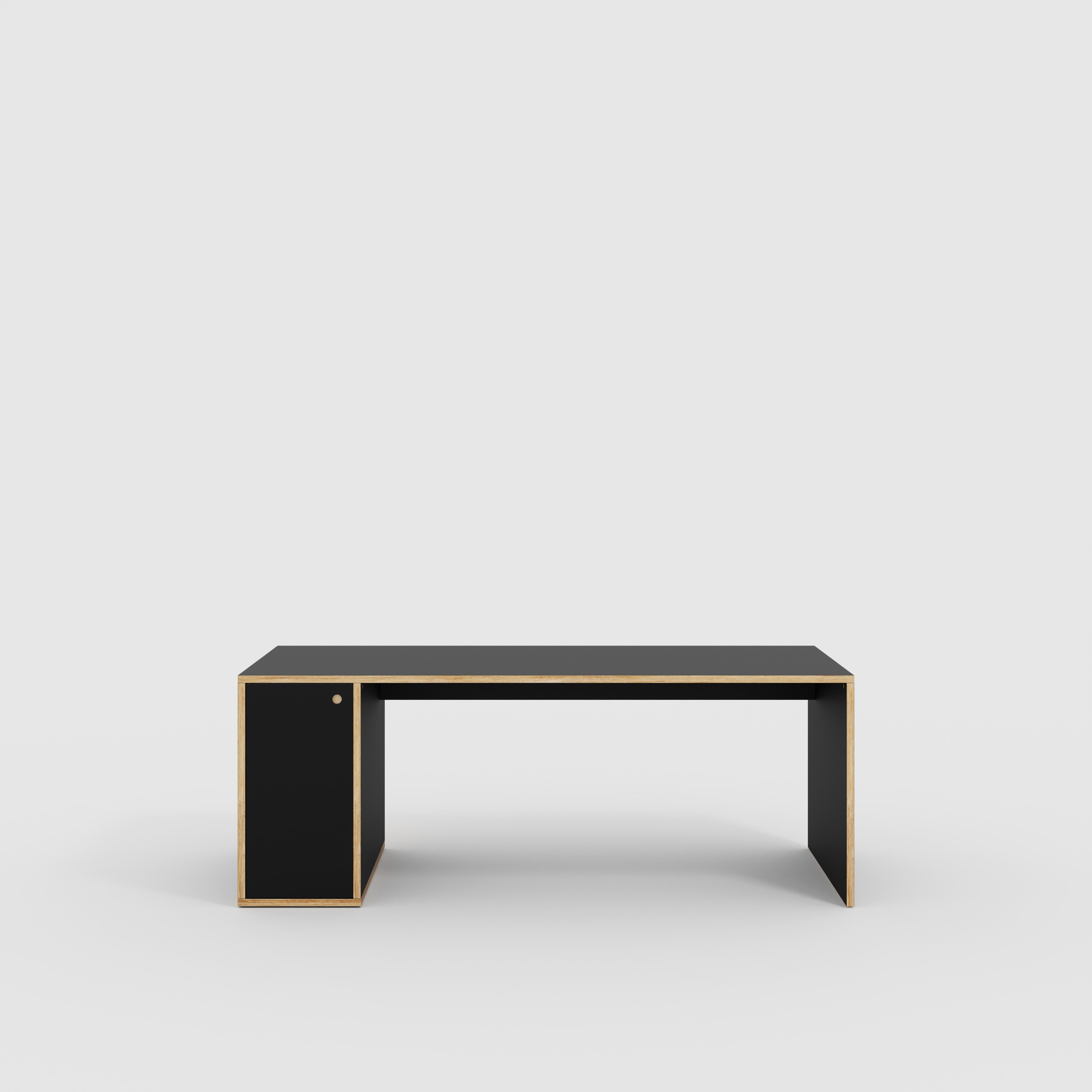 Desk with Storage Type 1 LH - Door - Formica Diamond Black - 2000(w) x 800(d) x 750(h)