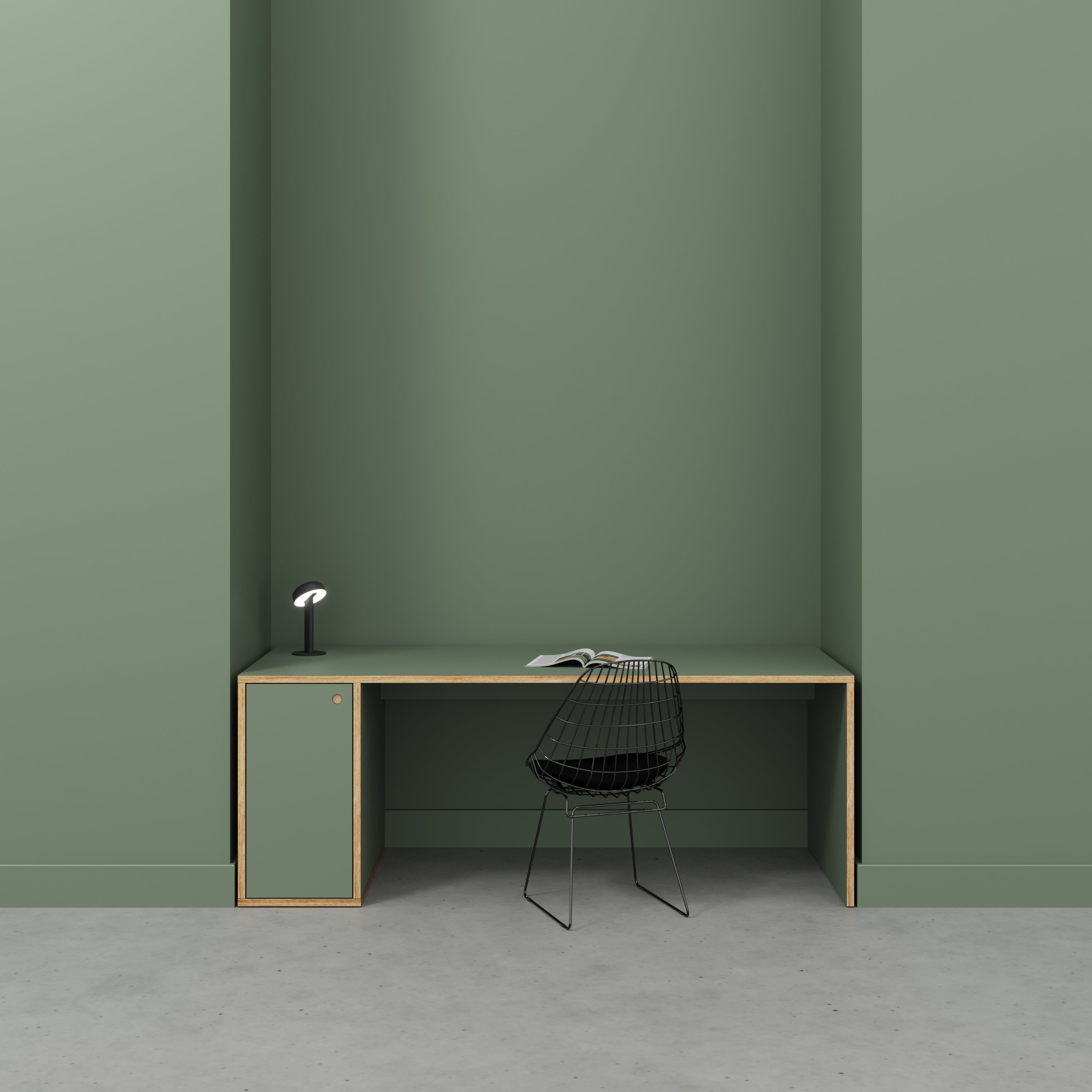 Desk with Storage Type 1 LH - Door - Formica Green Slate - 2000(w) x 800(d) x 750(h)