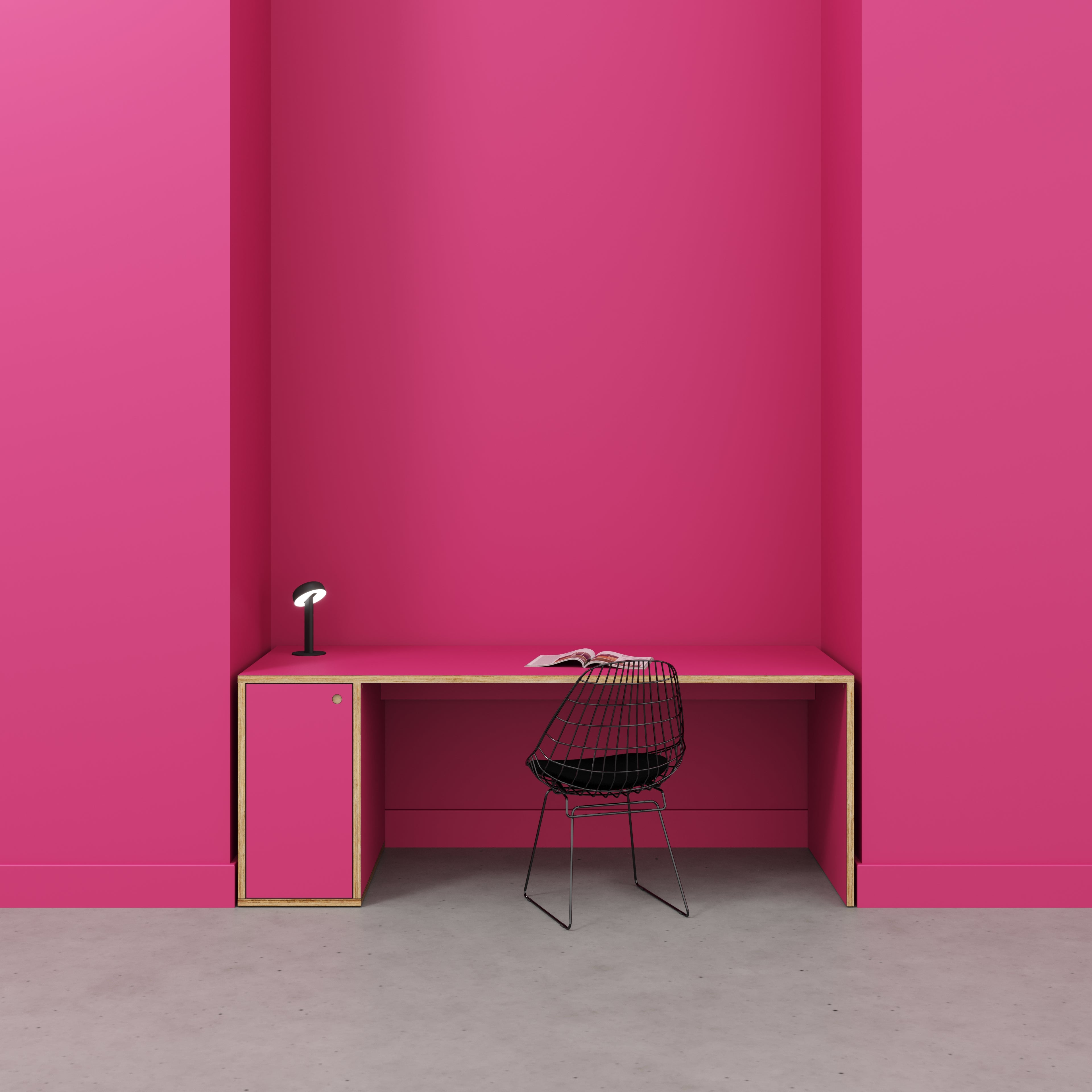Desk with Storage Type 1 LH - Door - Formica Juicy Pink - 2000(w) x 800(d) x 750(h)