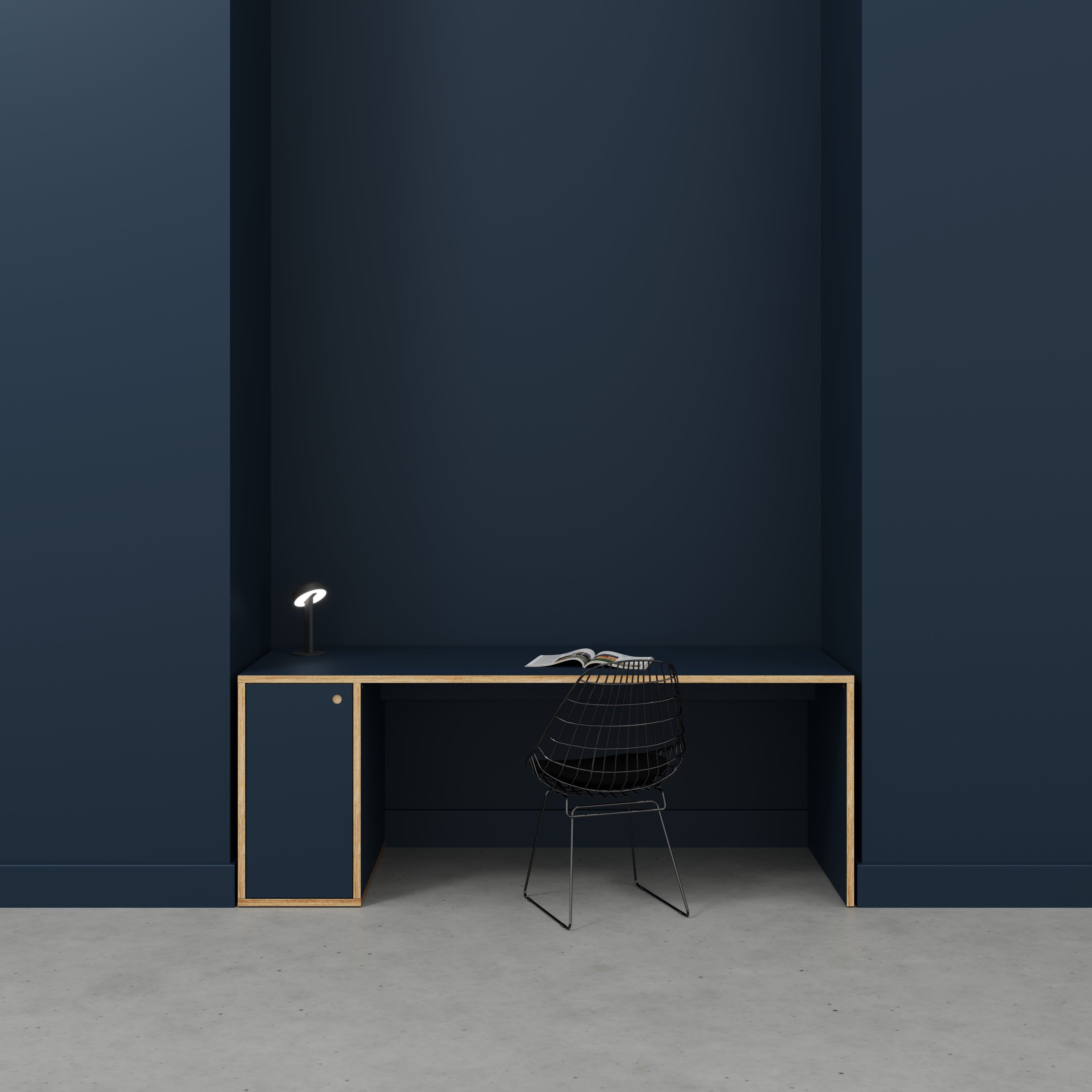 Desk with Storage Type 1 LH - Door - Formica Night Sea Blue - 2000(w) x 800(d) x 750(h)