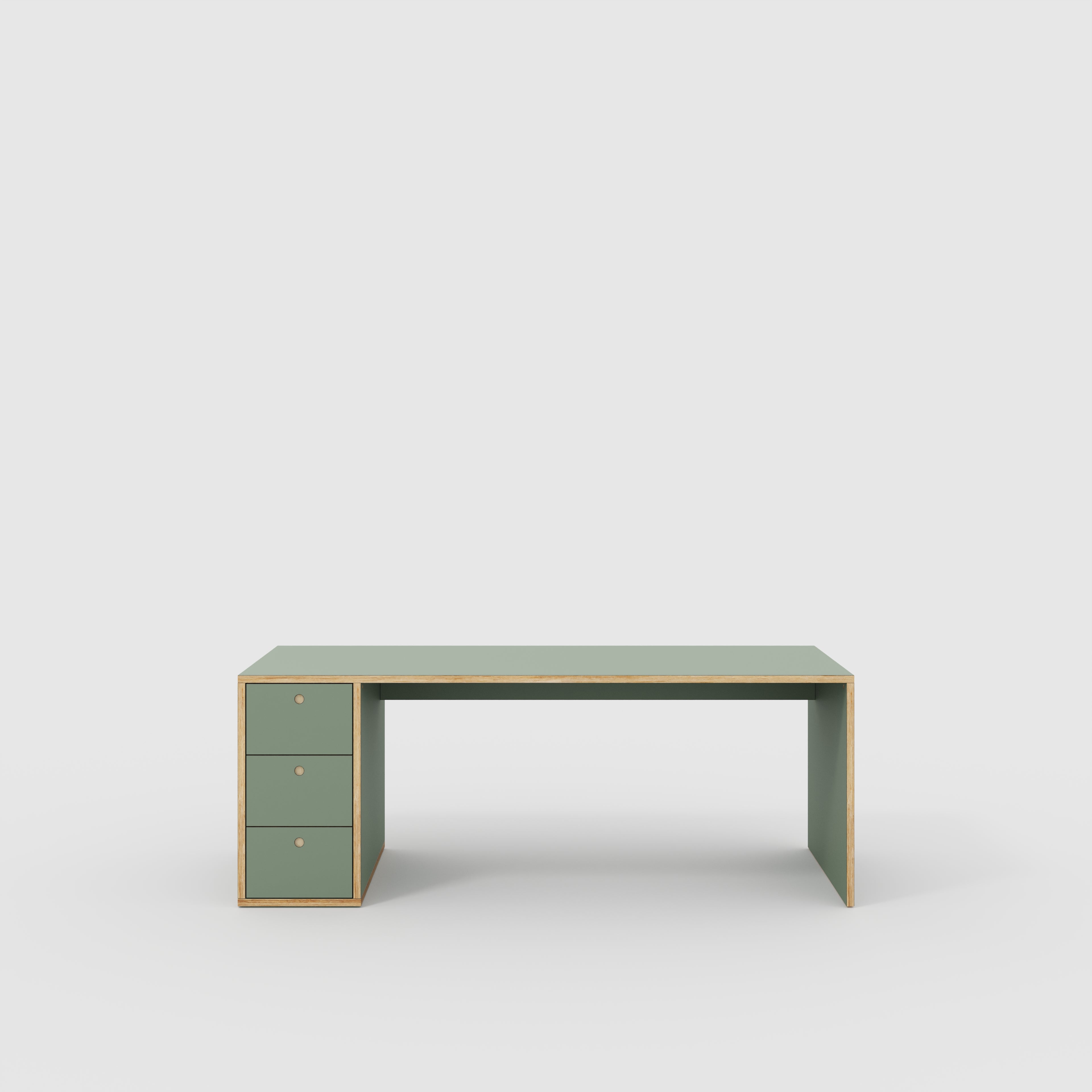 Desk with Storage Type 1 LH - Drawers - Formica Green Slate - 2000(w) x 800(d) x 750(h)