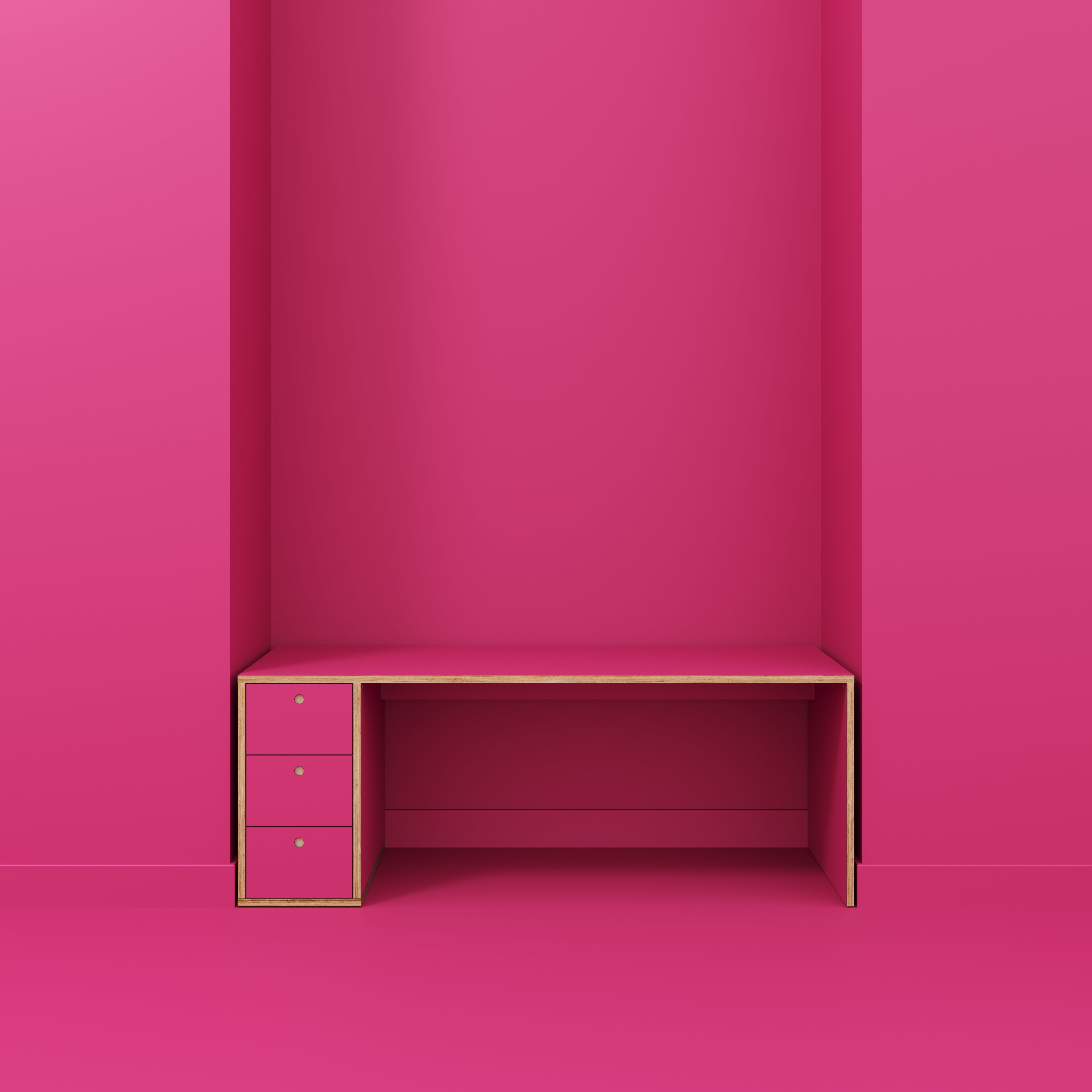 Desk with Storage Type 1 LH - Drawers - Formica Juicy Pink - 2000(w) x 800(d) x 750(h)