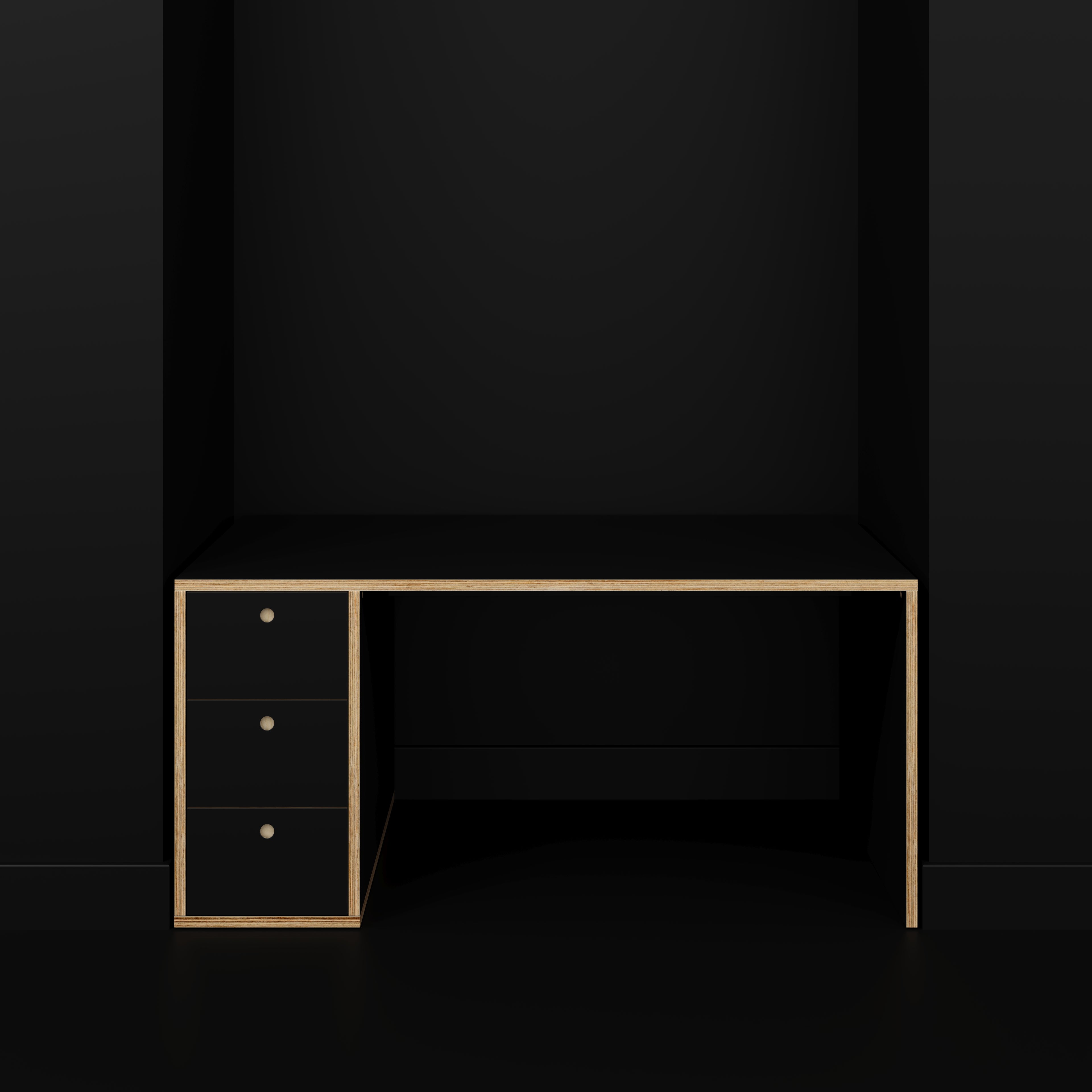 Desk with Storage Type 1 LH - Drawers - Formica Diamond Black - 1600(w) x 800(d) x 750(h)