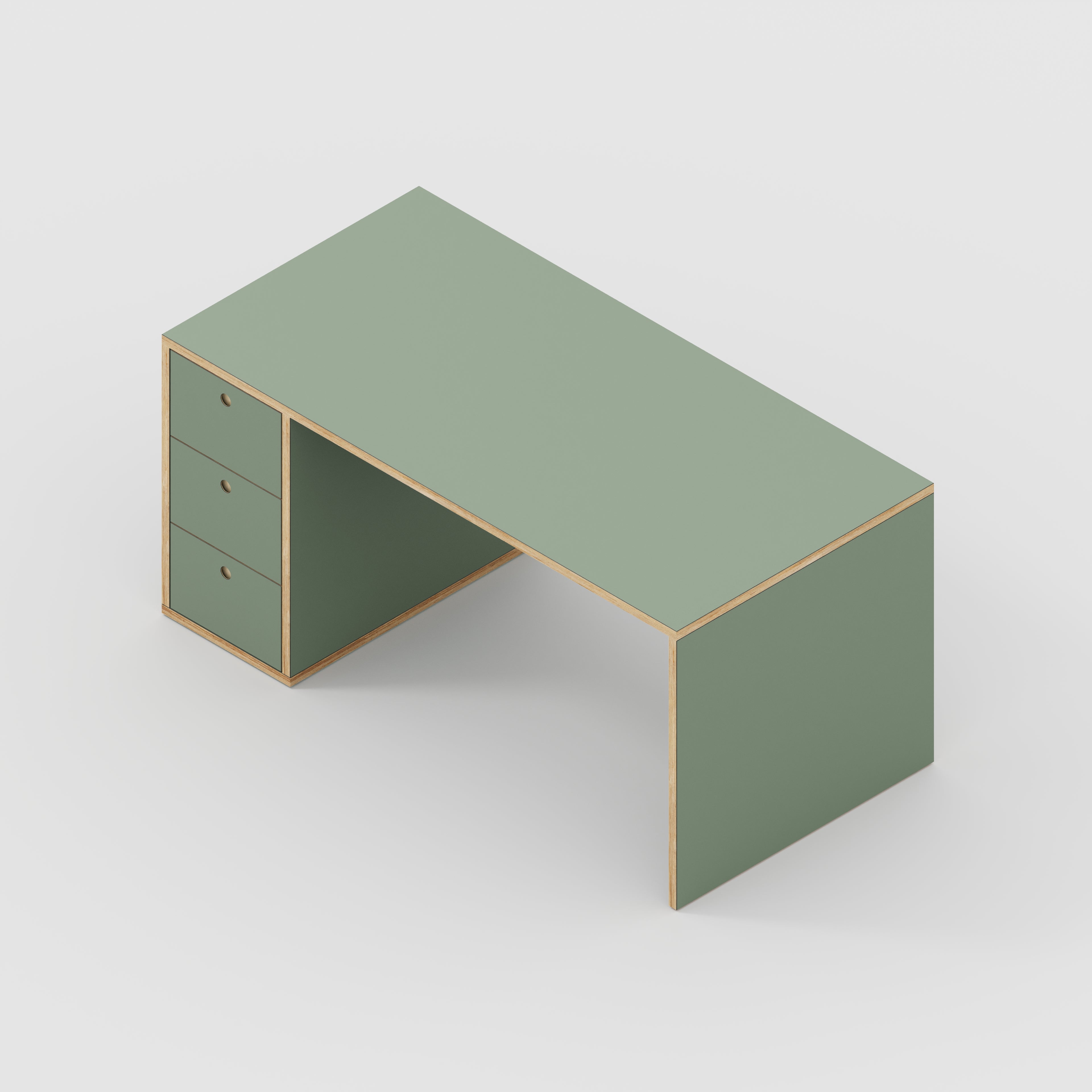 Desk with Storage Type 1 LH - Drawers - Formica Green Slate - 1600(w) x 800(d) x 750(h)