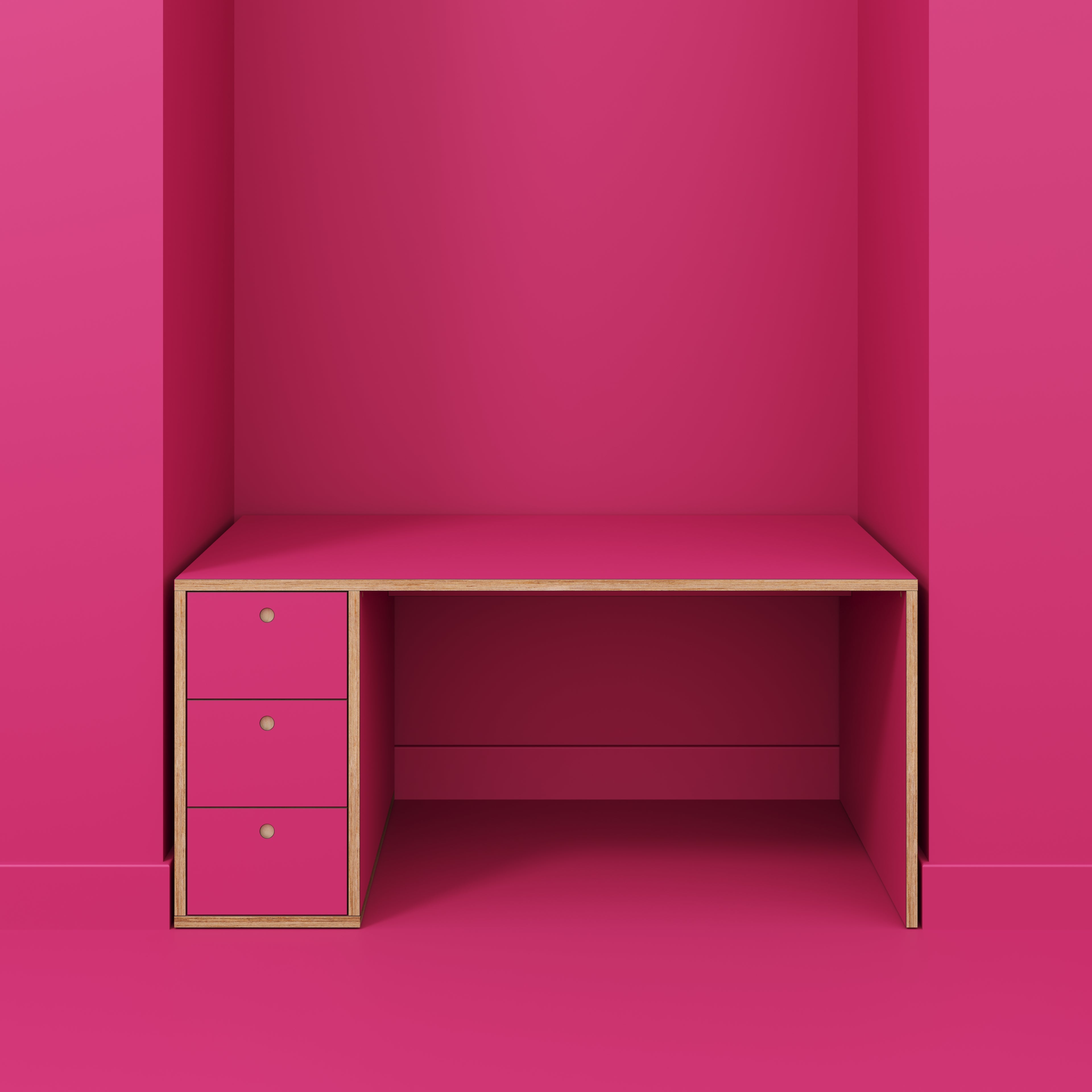 Desk with Storage Type 1 LH - Drawers - Formica Juicy Pink - 1600(w) x 800(d) x 750(h)
