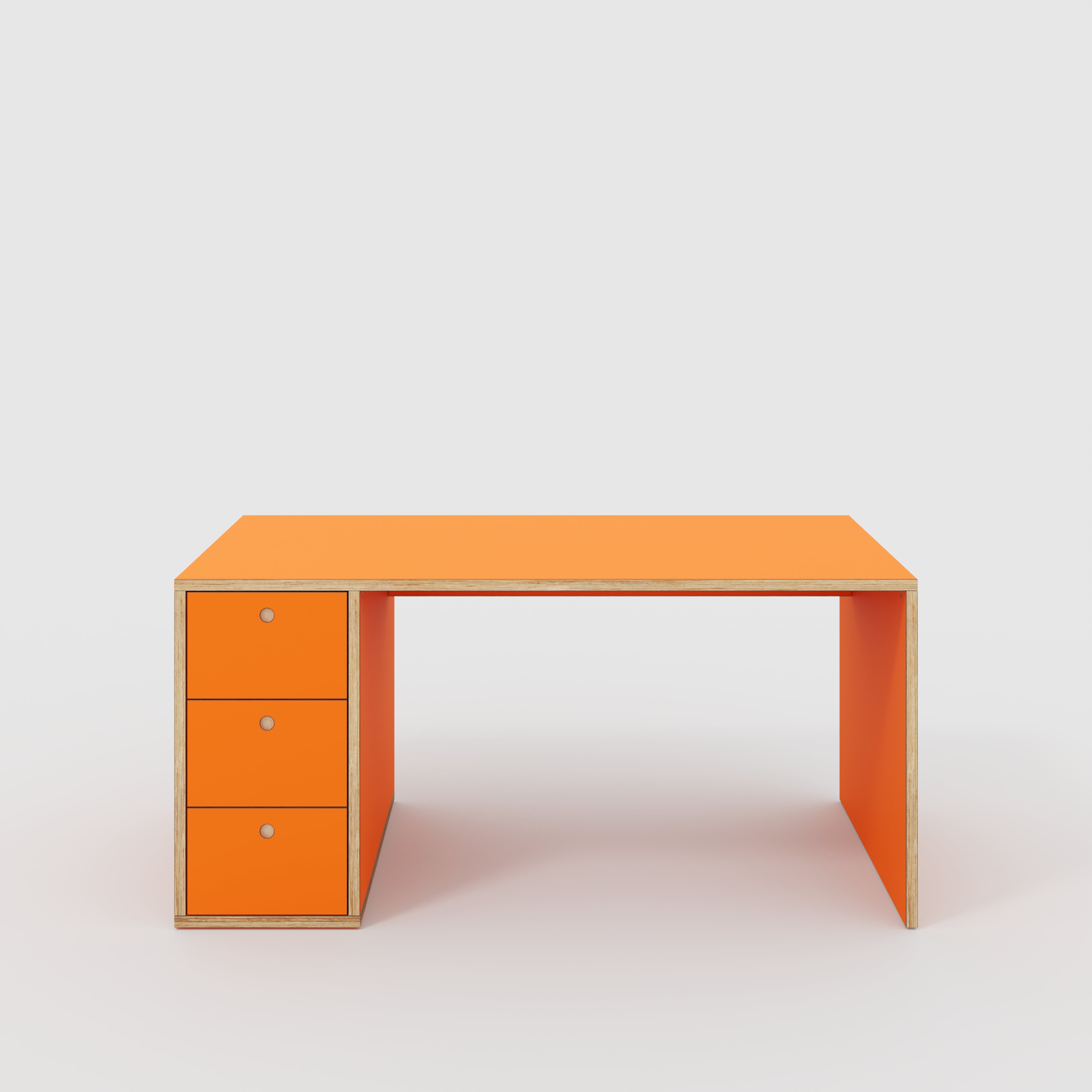 Desk with Storage Type 1 LH - Drawers - Formica Levante Orange - 1600(w) x 800(d) x 750(h)