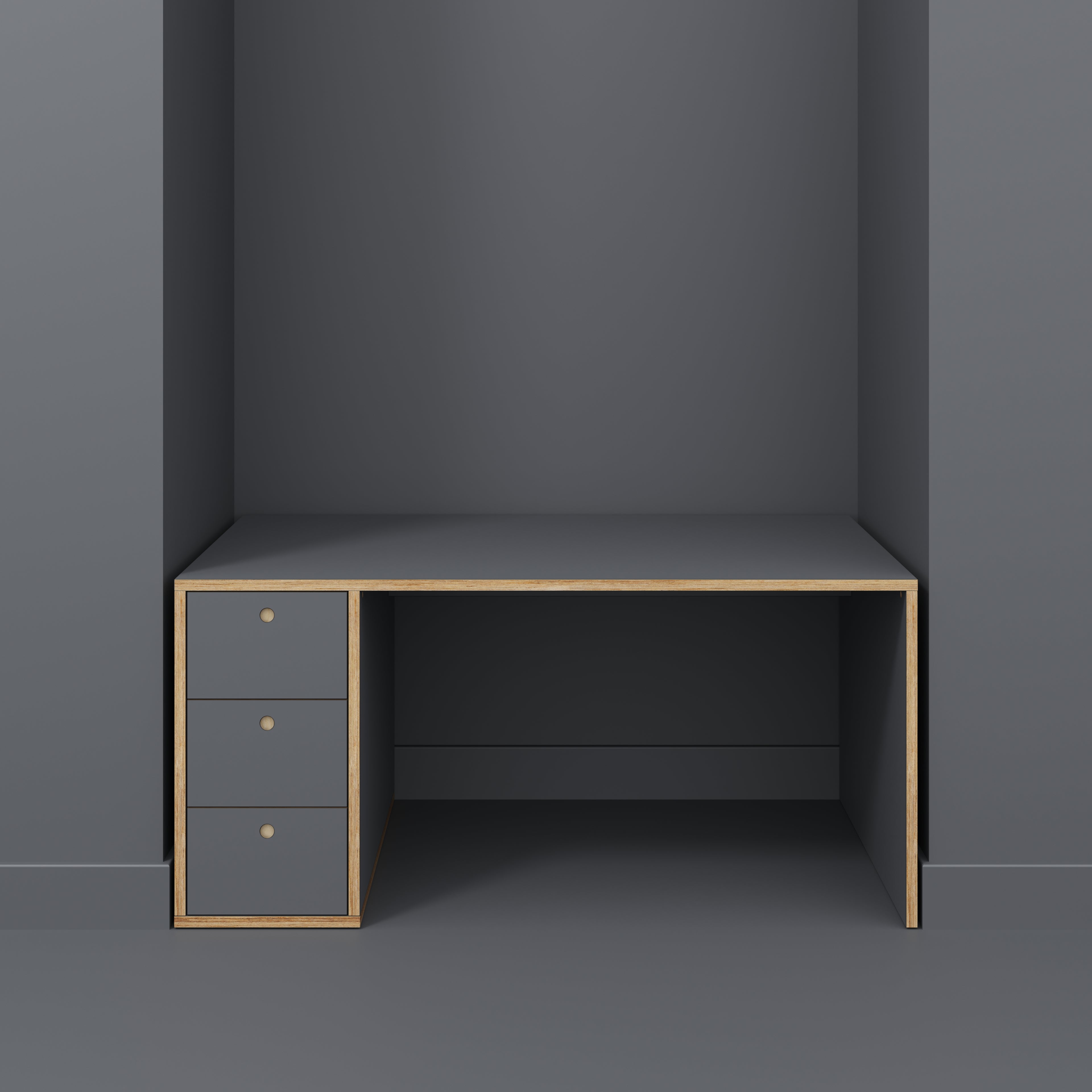 Desk with Storage Type 1 LH - Drawers - Formica Tornado Grey - 1600(w) x 800(d) x 750(h)