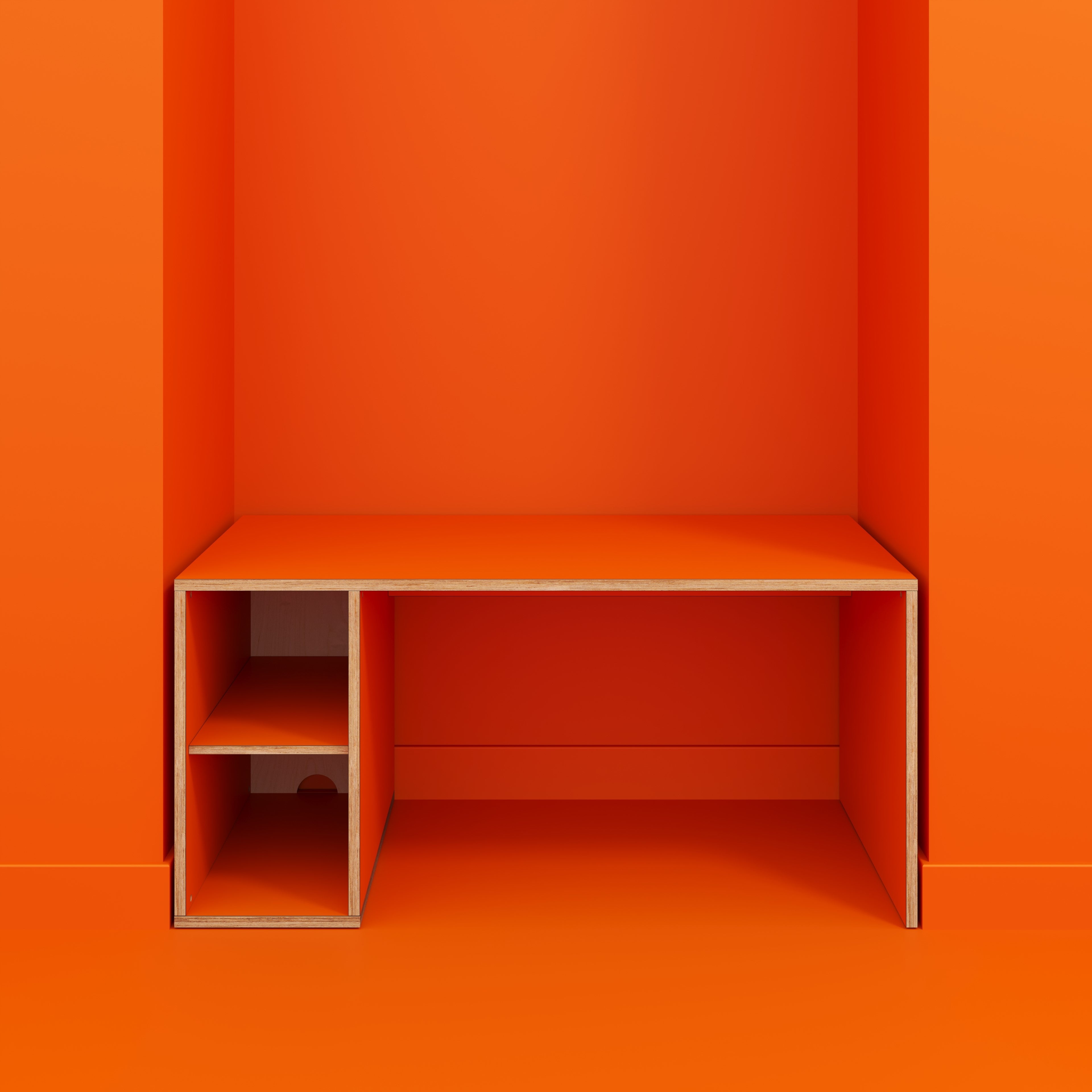 Desk with Storage Type 1 LH - Open Shelves - Formica Levante Orange - 1600(w) x 800(d) x 750(h)