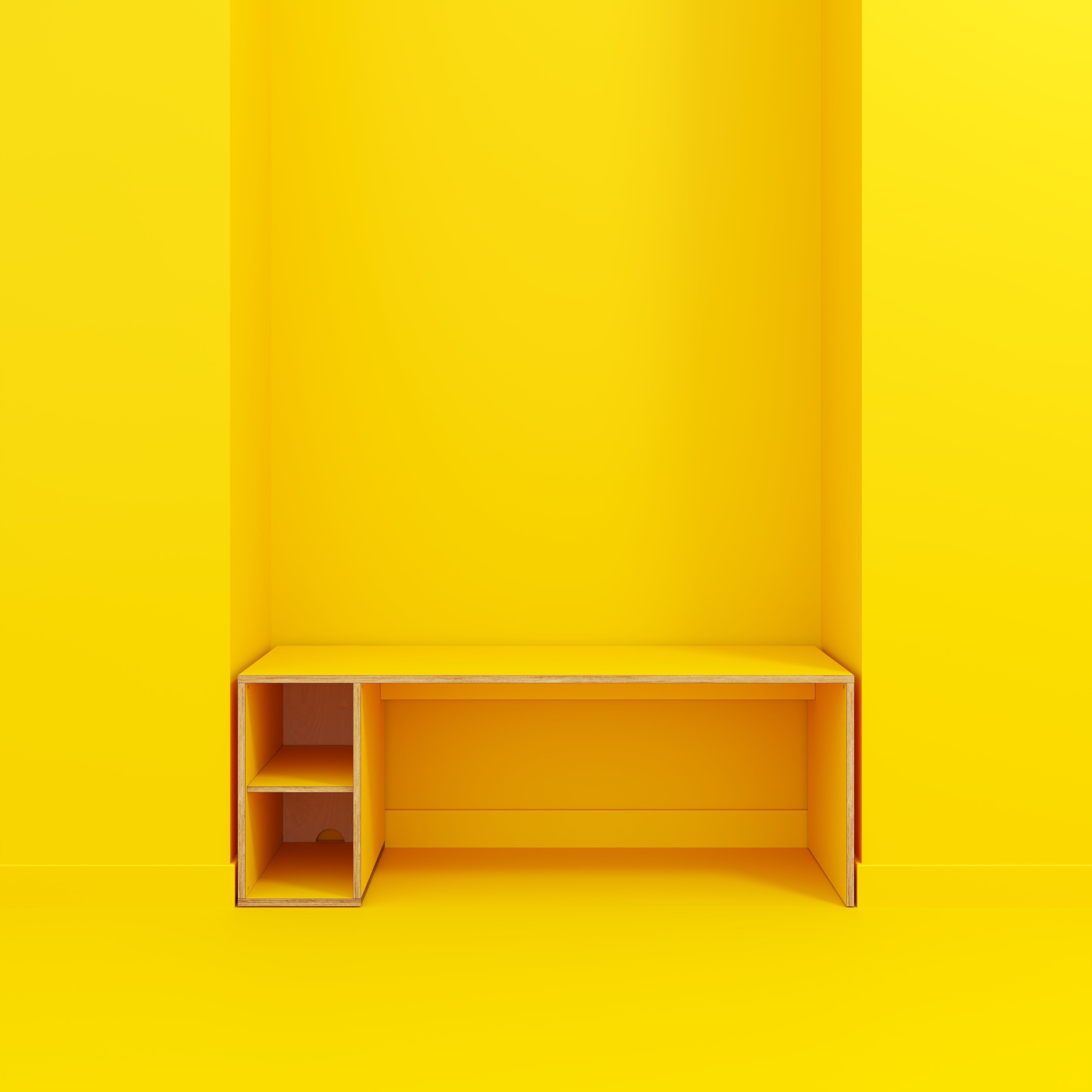 Desk with Storage Type 1 LH - Open Shelves - Formica Chrome Yellow - 2000(w) x 800(d) x 750(h)
