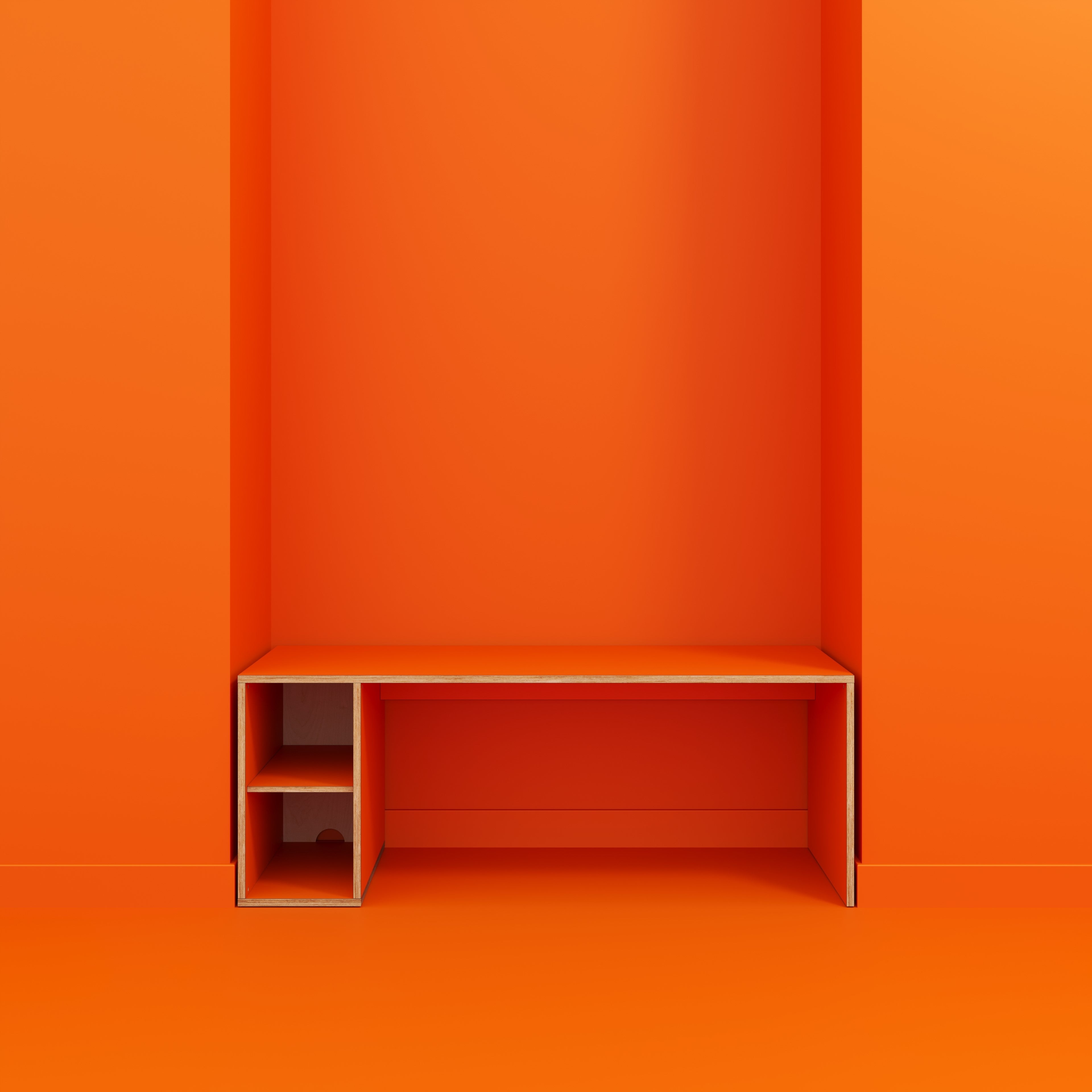 Desk with Storage Type 1 LH - Open Shelves - Formica Levante Orange - 2000(w) x 800(d) x 750(h)