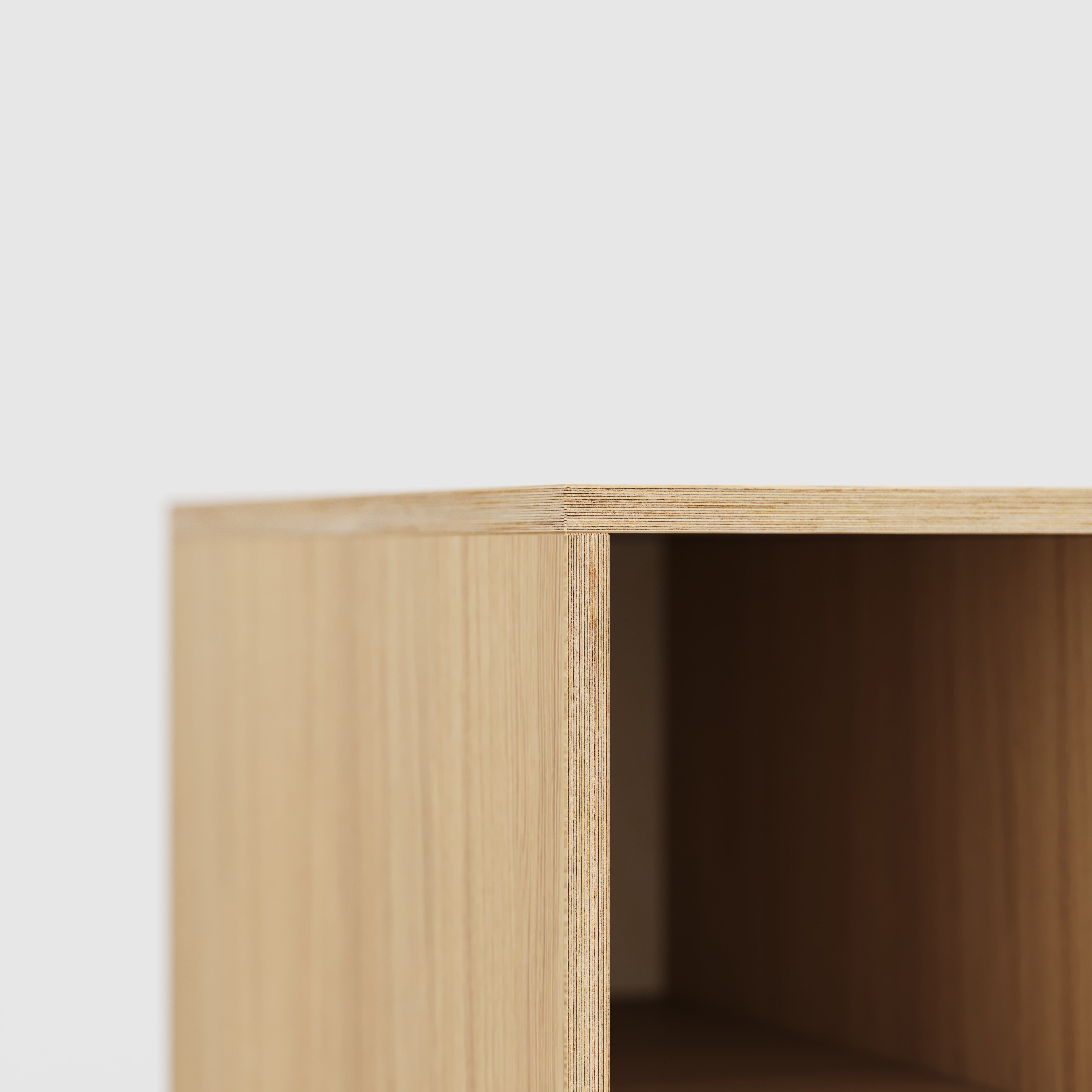 Desk with Storage Type 1 LH - Open Shelves - Plywood Oak - 2000(w) x 800(d) x 750(h)