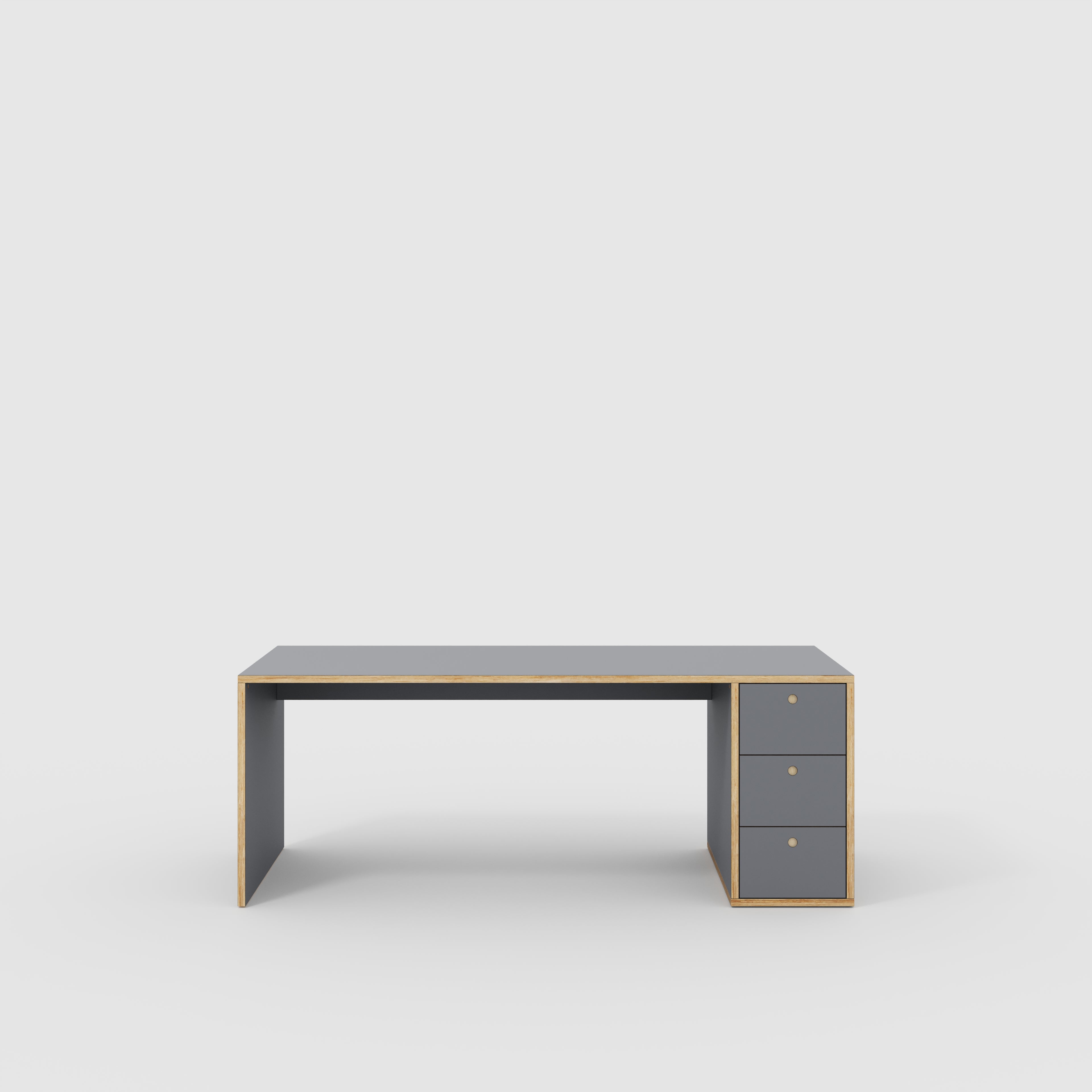 Desk with Storage Type 1 RH - Drawers - Formica Tornado Grey- 2000(w) x 800(d) x 750(h)