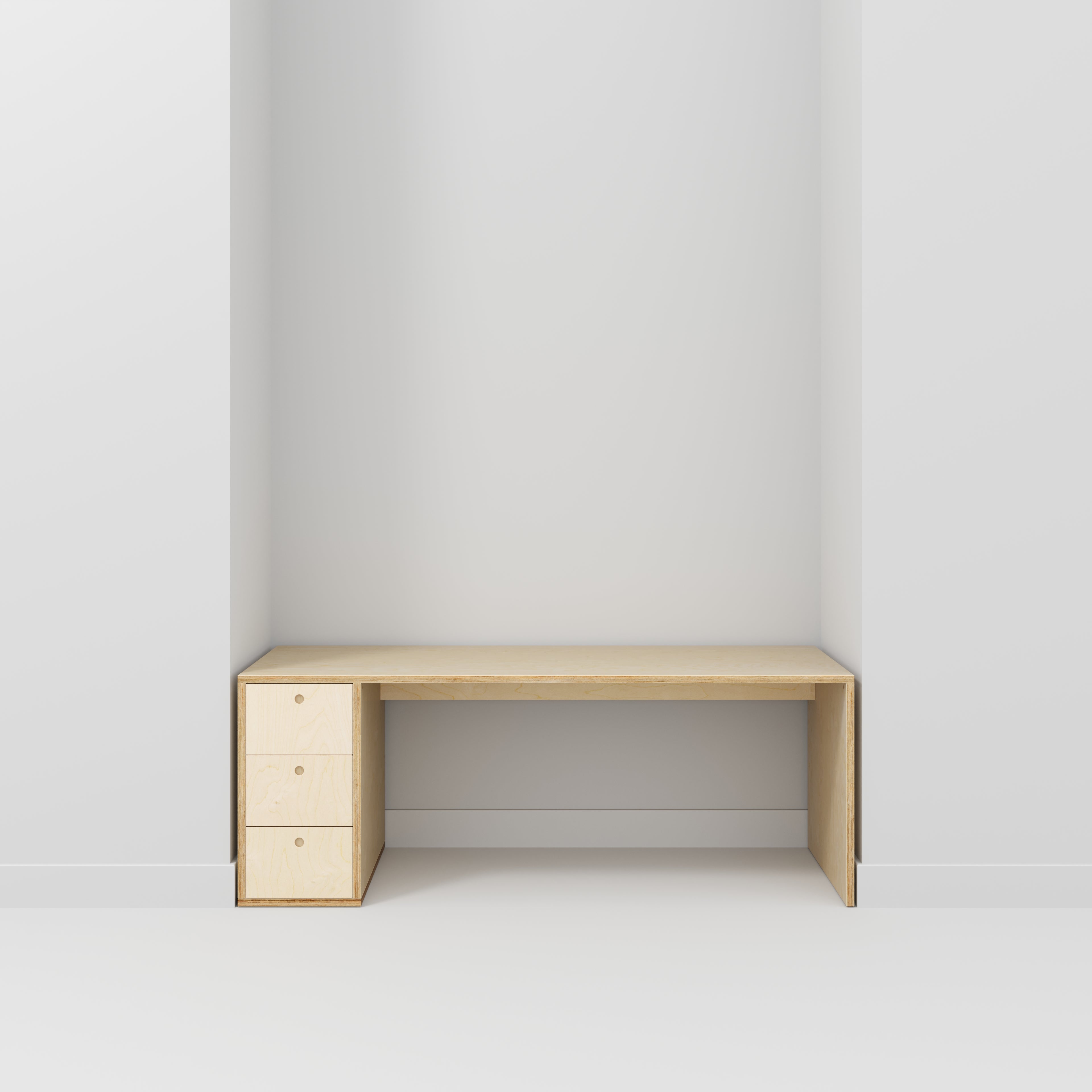 Desk with Storage Type 1 LH - Drawers - Plywood Birch - 2000(w) x 800(d) x 750(h)