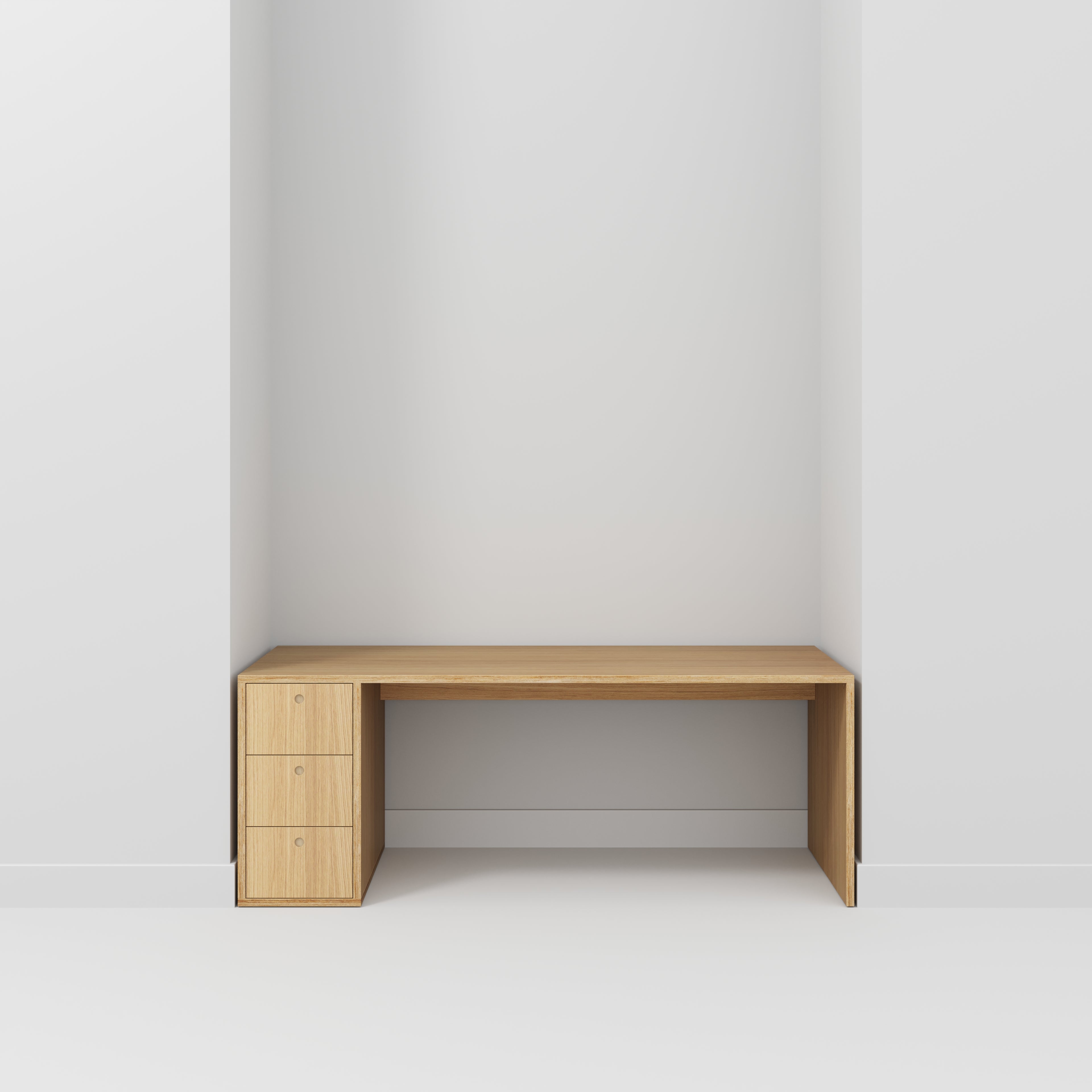 Desk with Storage Type 1 LH - Drawers - Plywood Oak - 2000(w) x 800(d) x 750(h)