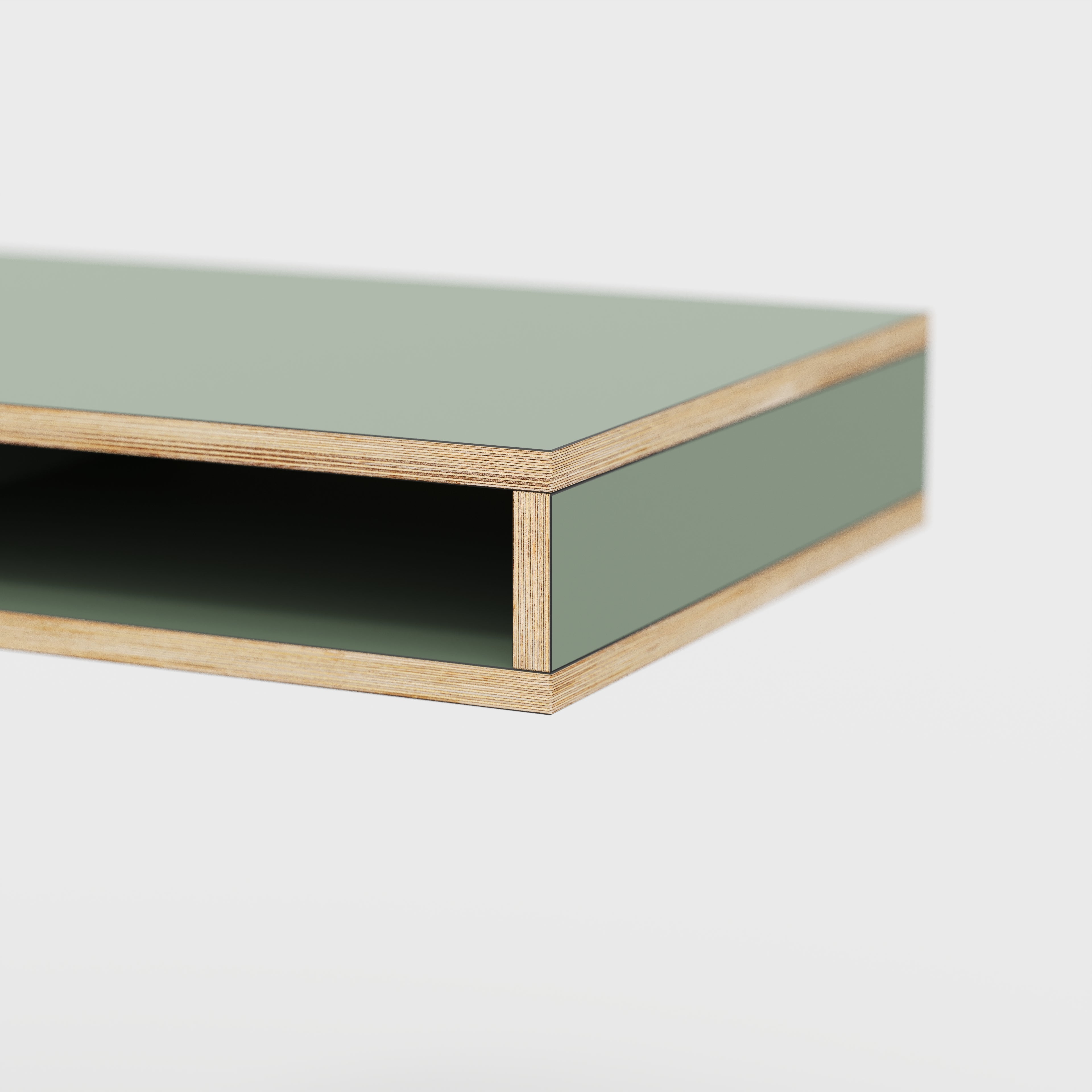 Plywood Desktop with Storage - Formica Green Slate - 1200(w) x 600(d) x 150(h)