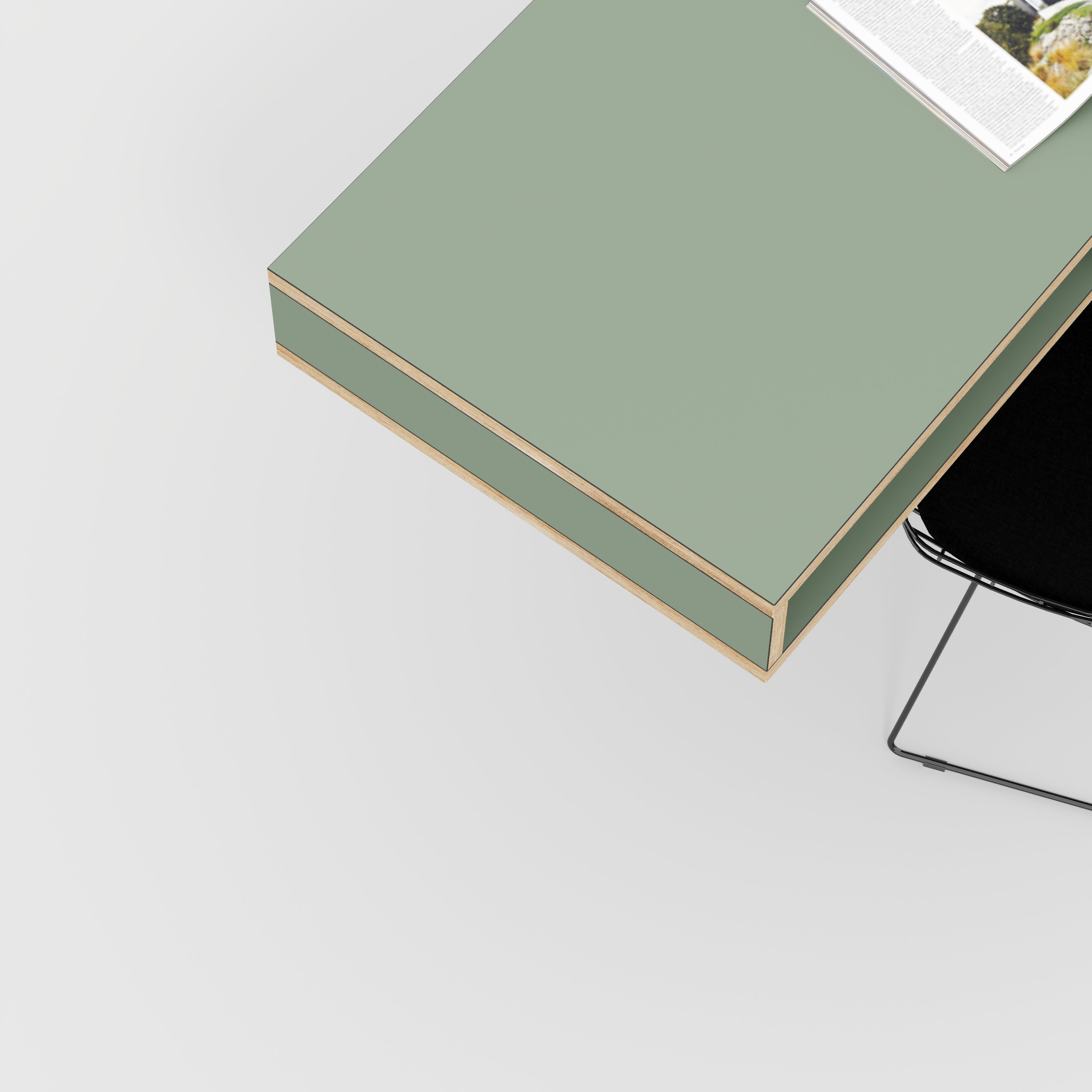 Plywood Desktop with Storage - Formica Green Slate - 1200(w) x 600(d) x 150(h)