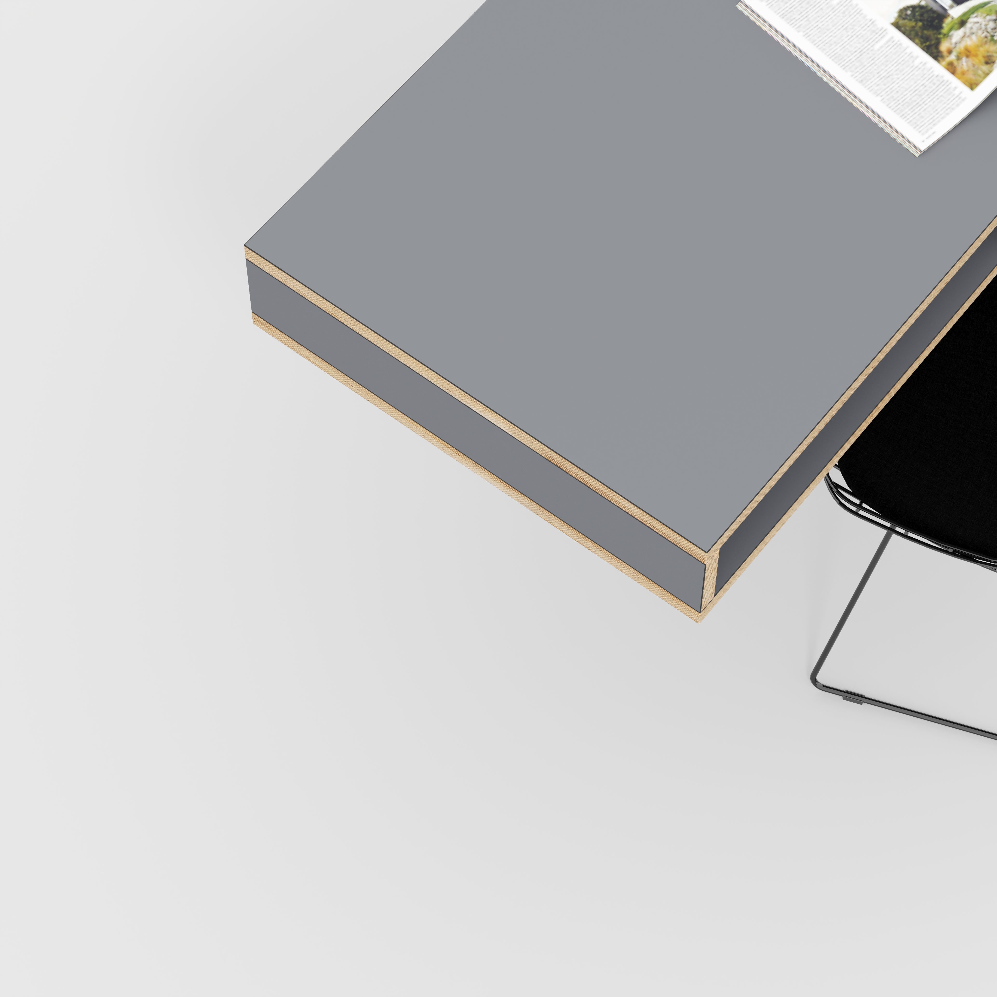 Plywood Desktop with Storage - Formica Tornado Grey - 1200(w) x 600(d) x 150(h)