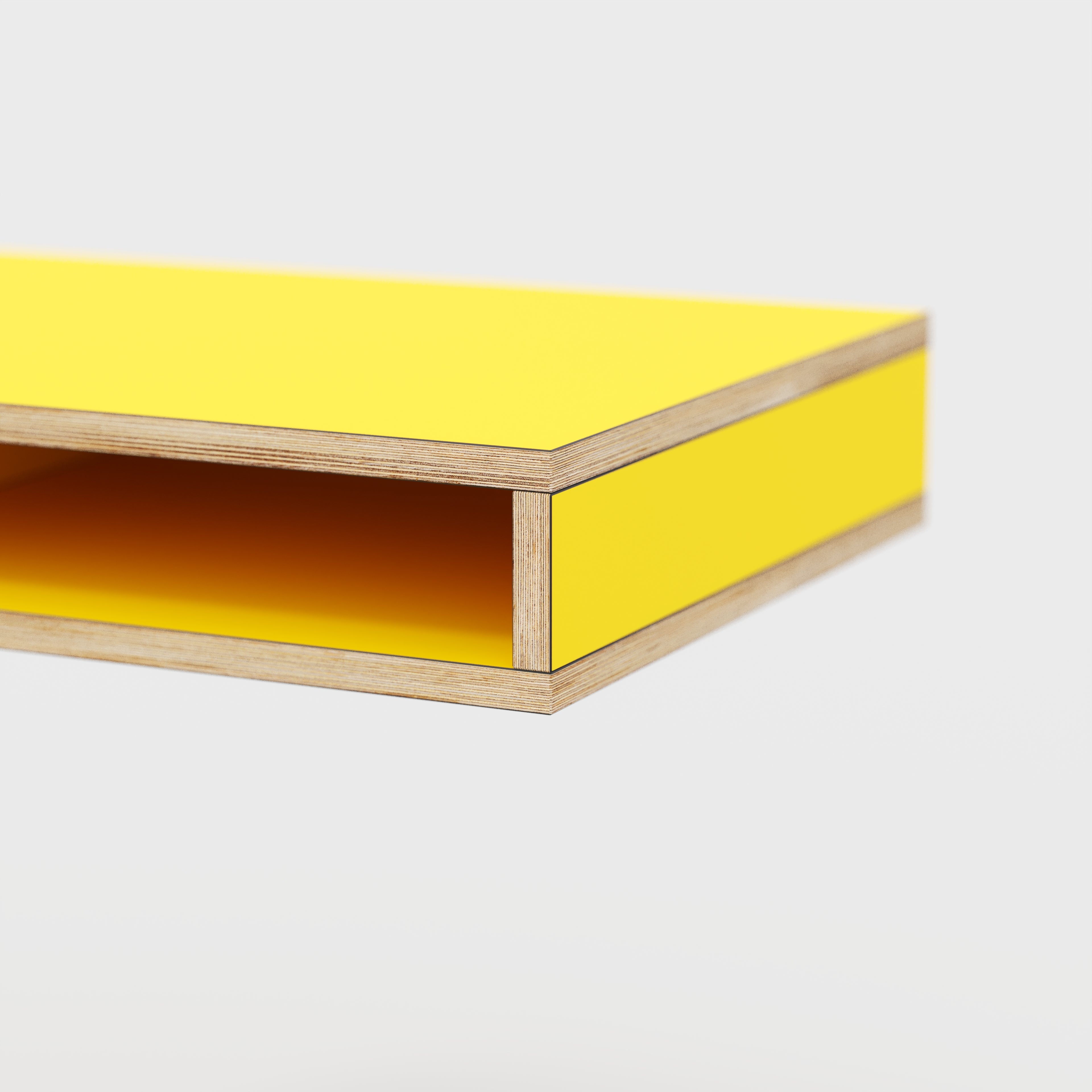 Plywood Desktop with Storage - Formica Chrome Yellow - 1800(w) x 600(d) x 150(h)