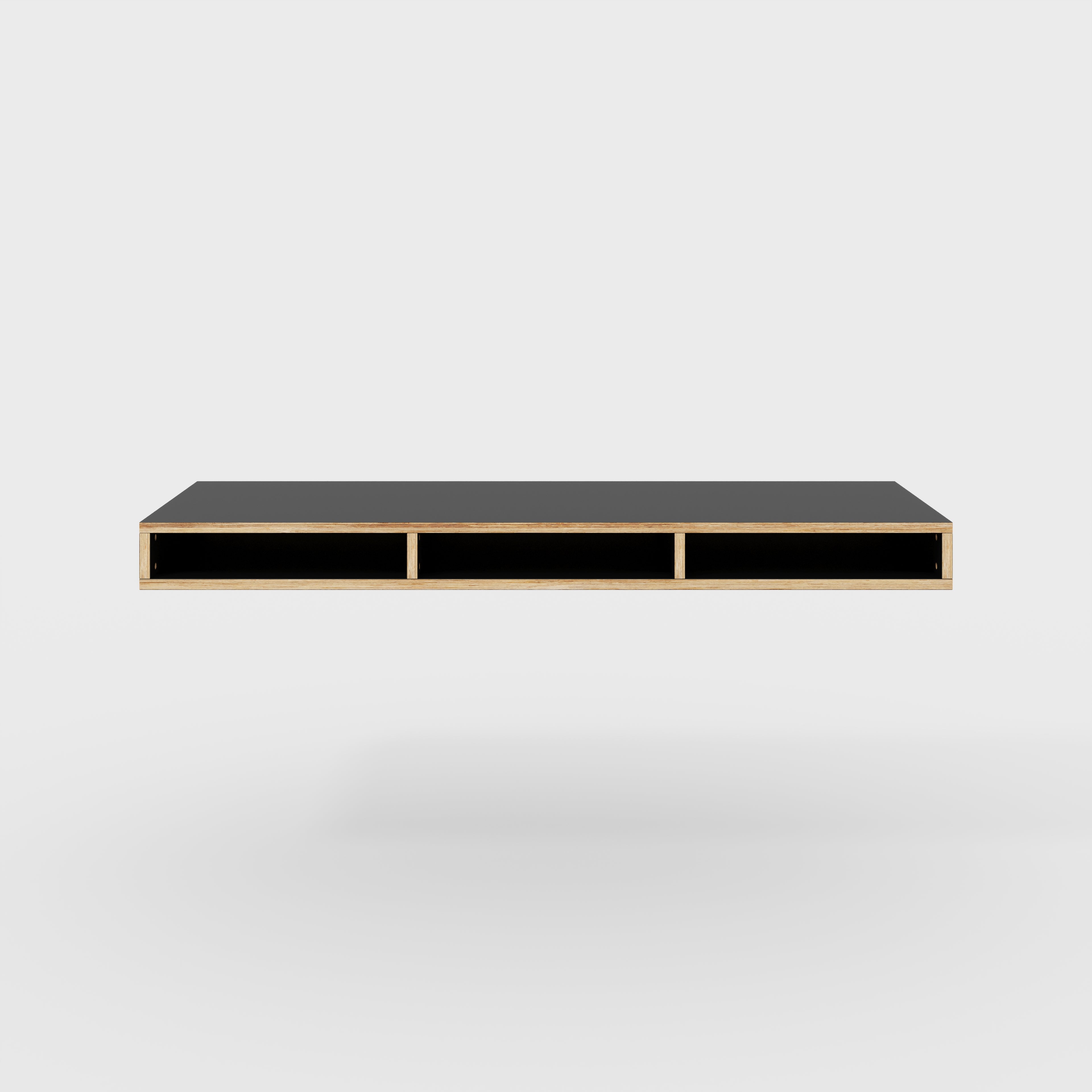 Plywood Desktop with Storage - Formica Diamond Black - 1800(w) x 600(d) x 150(h)