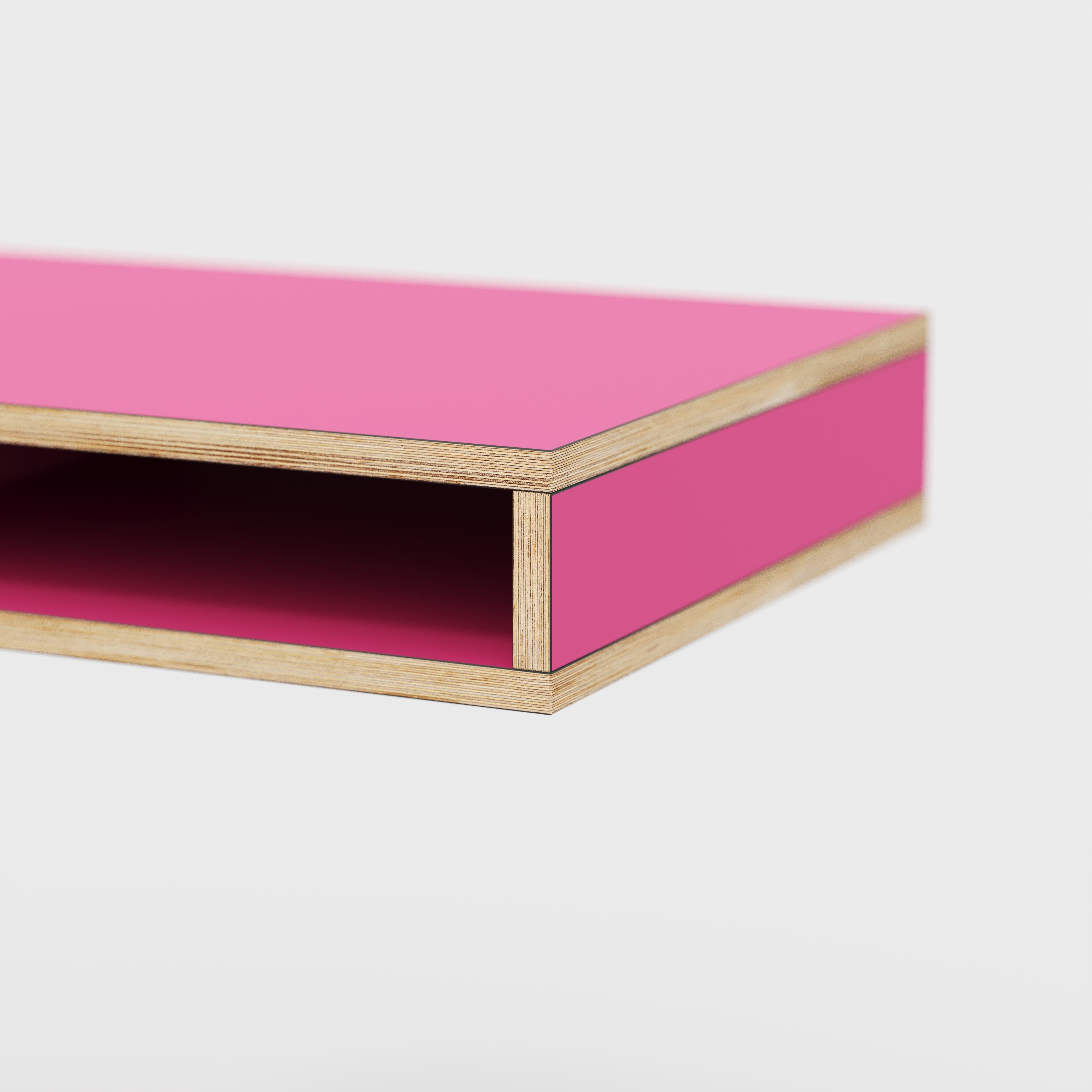Plywood Desktop with Storage - Formica Juicy Pink - 1800(w) x 600(d) x 150(h)