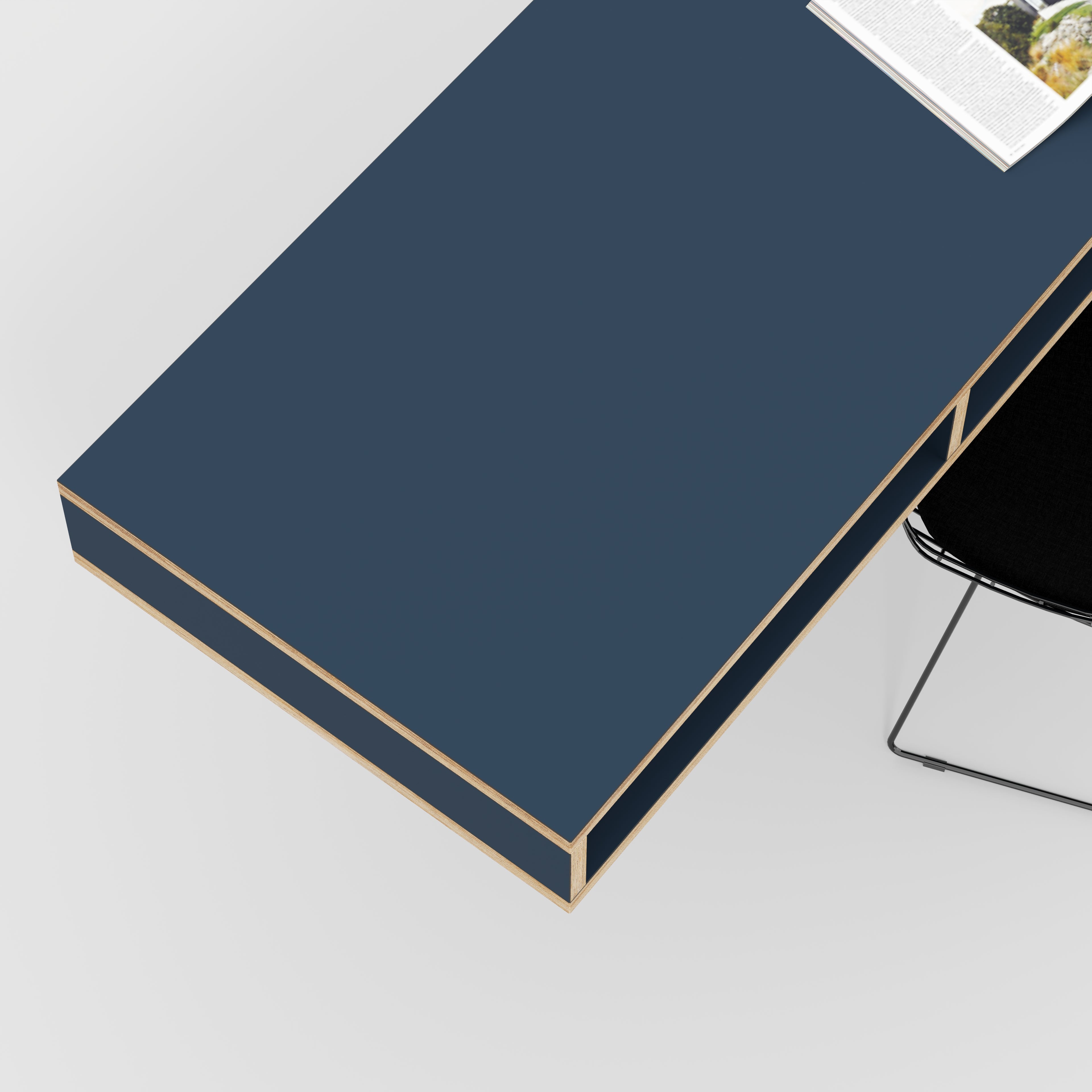 Plywood Desktop with Storage - Formica Night Sea Blue - 1800(w) x 600(d) x 150(h)
