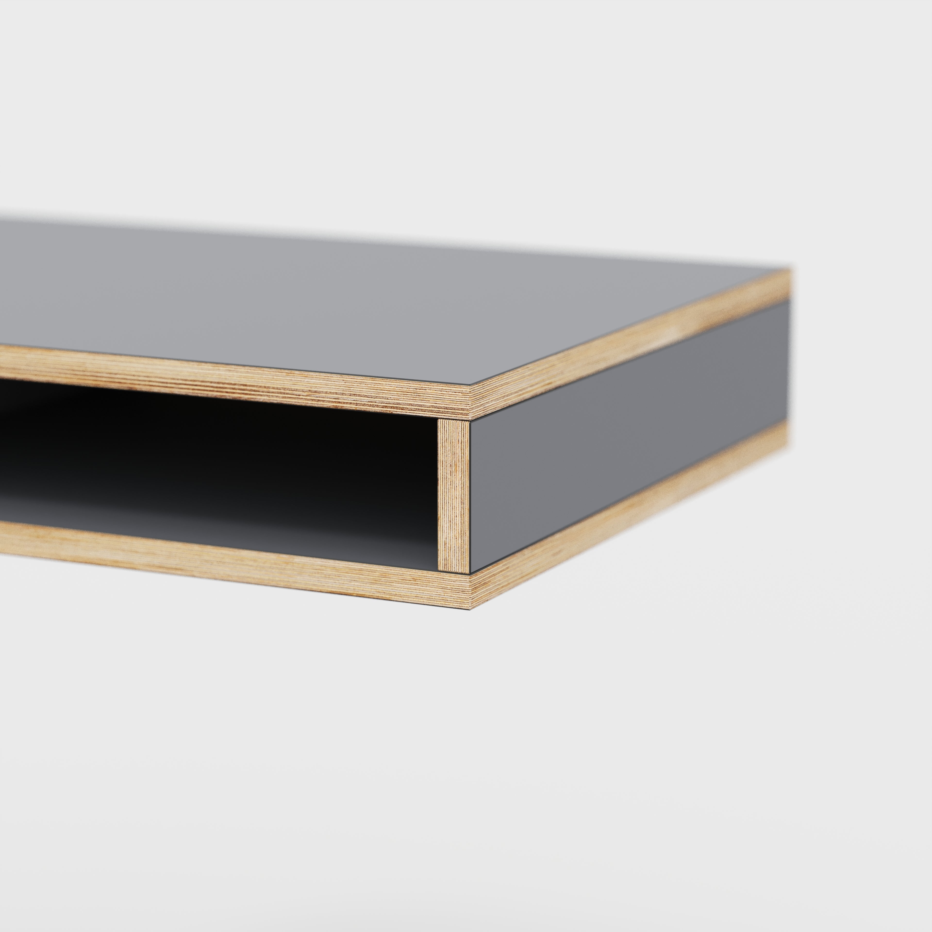 Plywood Desktop with Storage - Formica Tornado Grey - 1800(w) x 600(d) x 150(h)