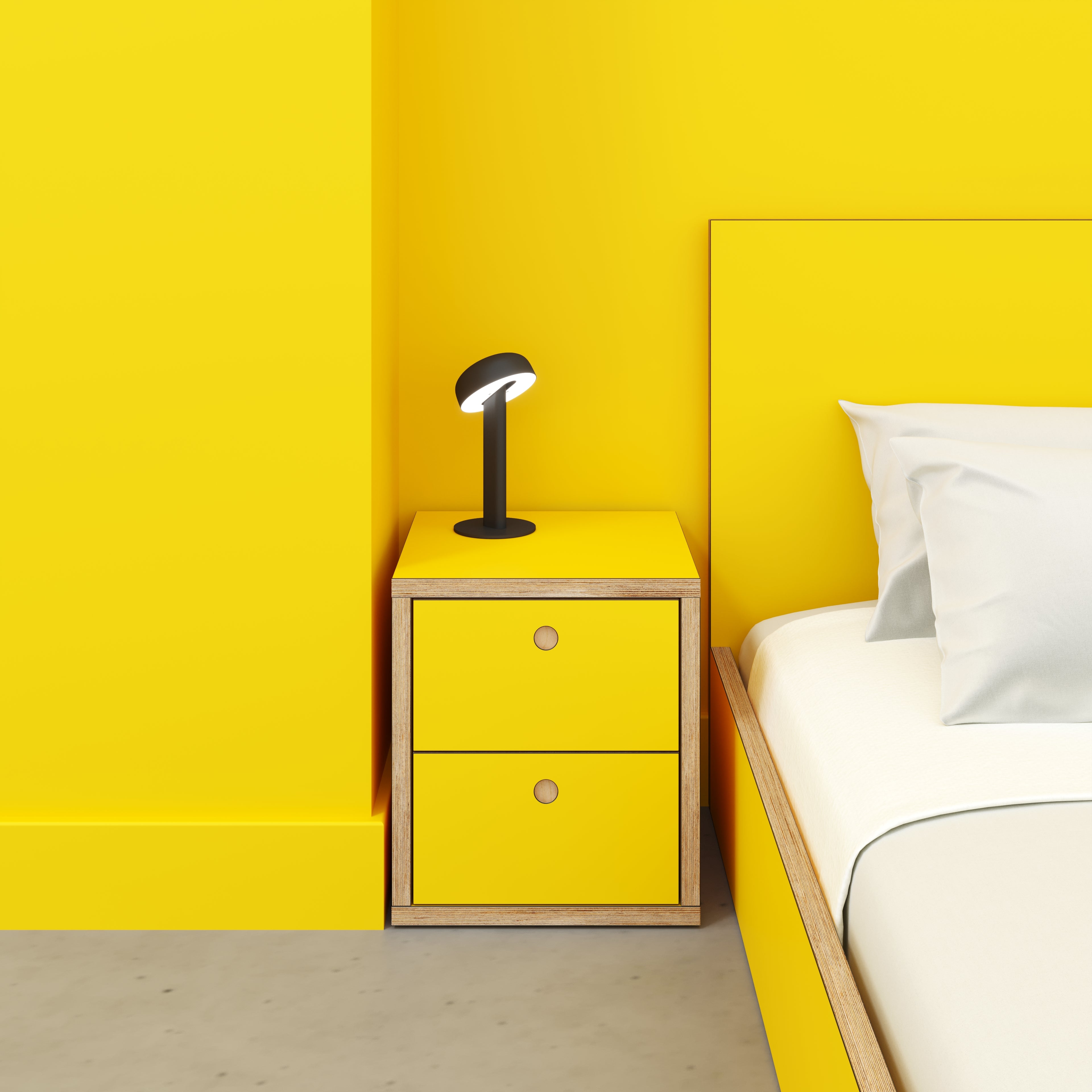 yellow bedside table