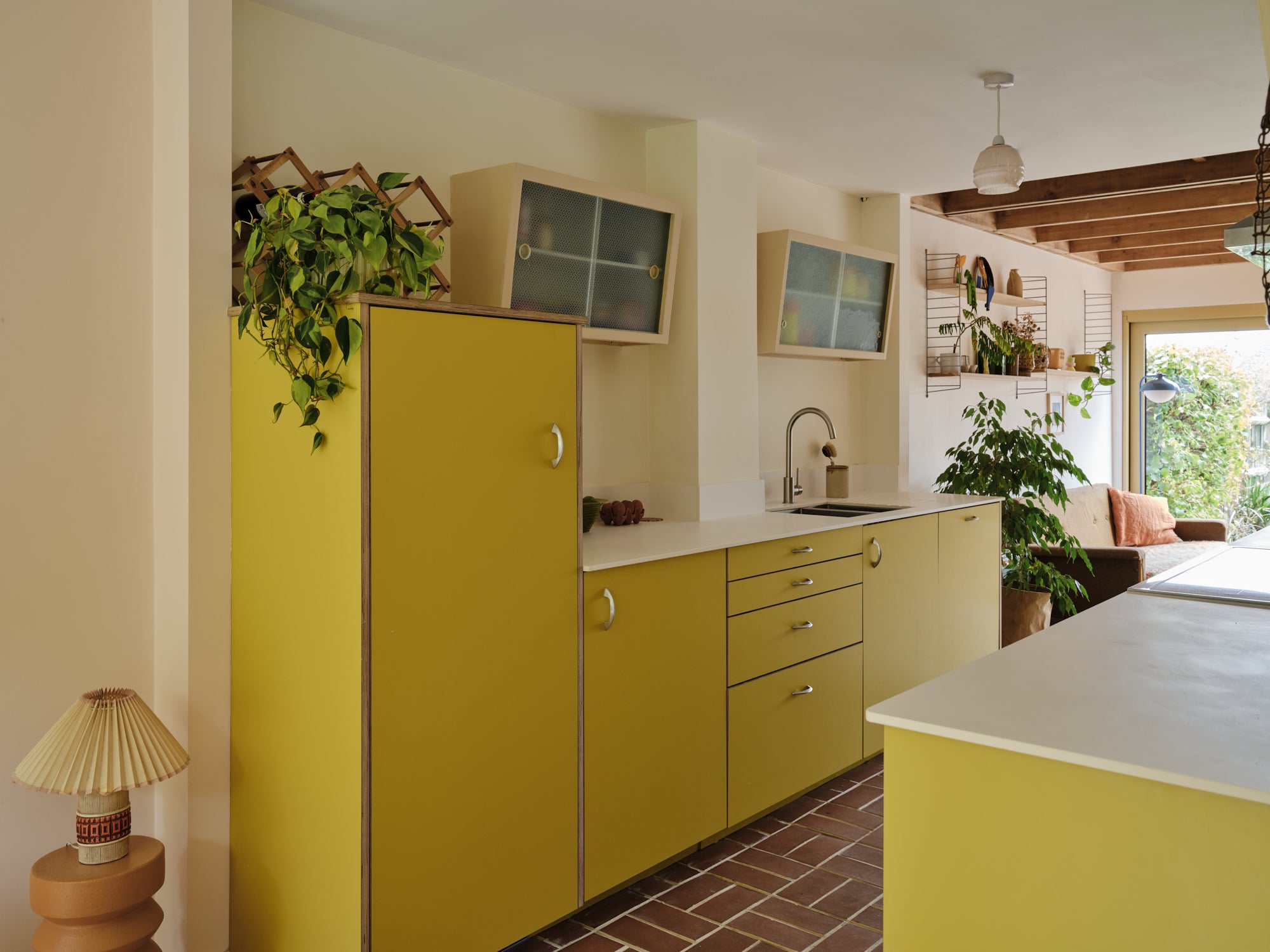 IKEA plywood kitchen fronts yellow gold made in ply