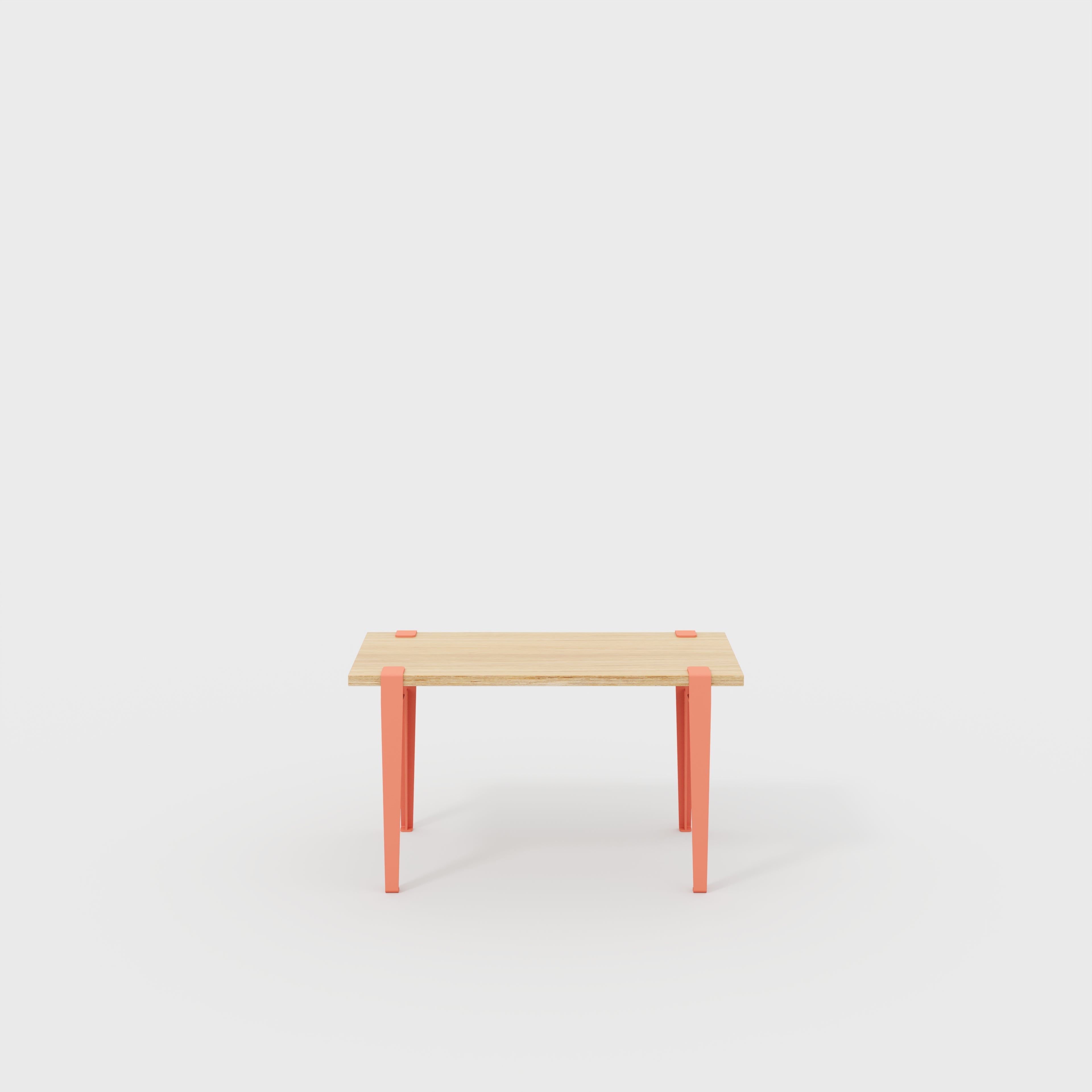 Kids Desk with Flamingo Pink Tiptoe Legs - Plywood Oak - 800(w) x 400(d) x 500(h)
