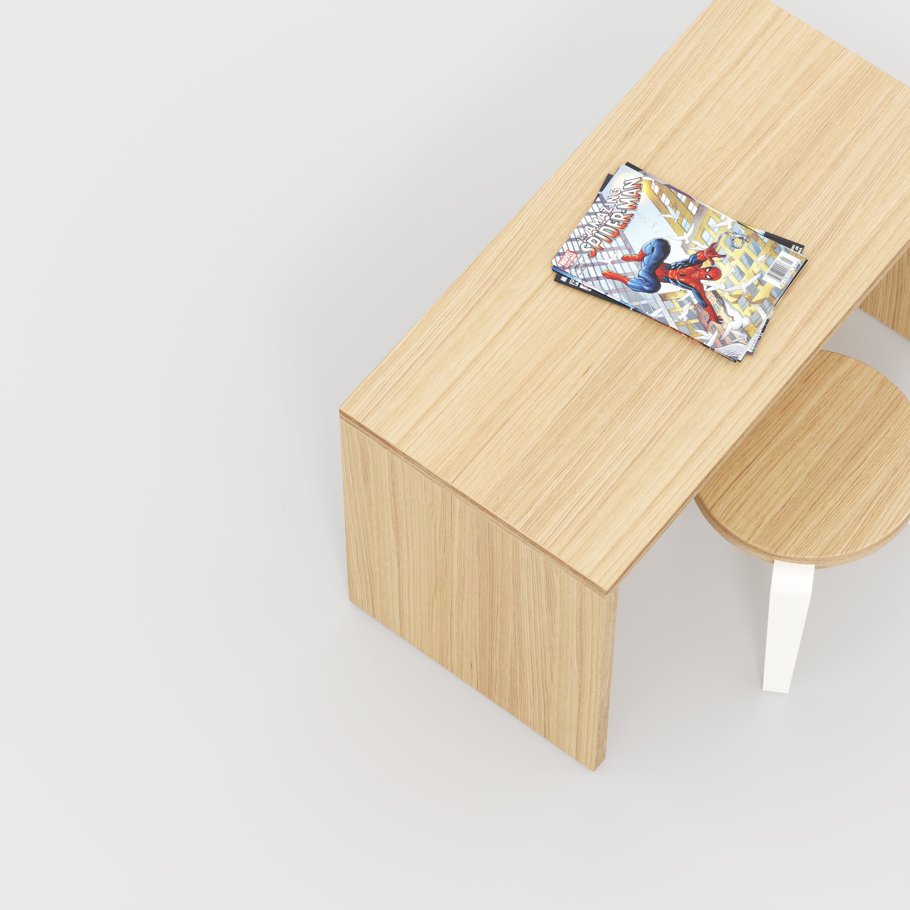 Kids Desk with Solid Sides - Plywood Oak - 800(w) x 400(d) x 500(h)