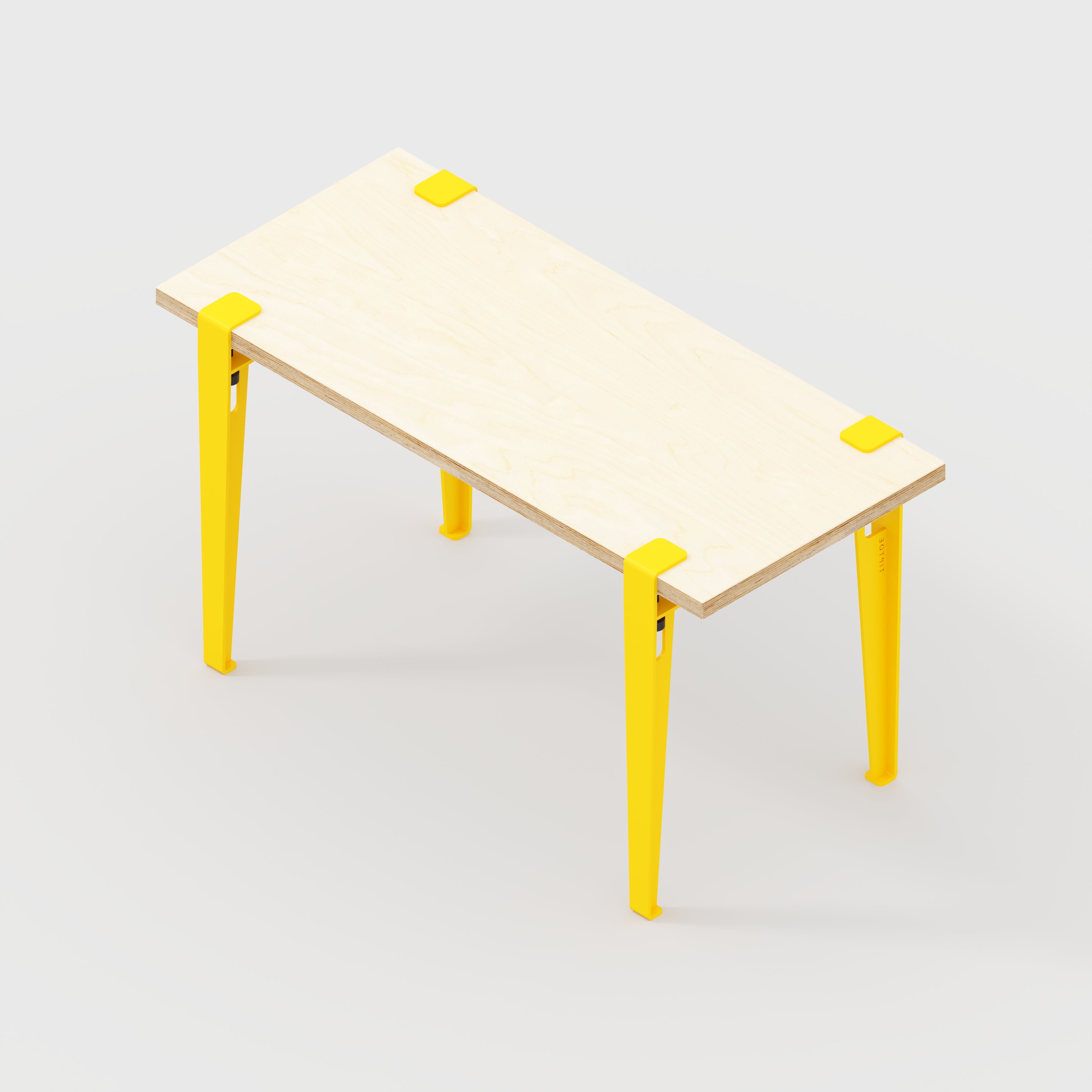 Kids Desk with Sun Yellow Tiptoe Legs - Plywood Birch - 800(w) x 400(d) x 500(h)
