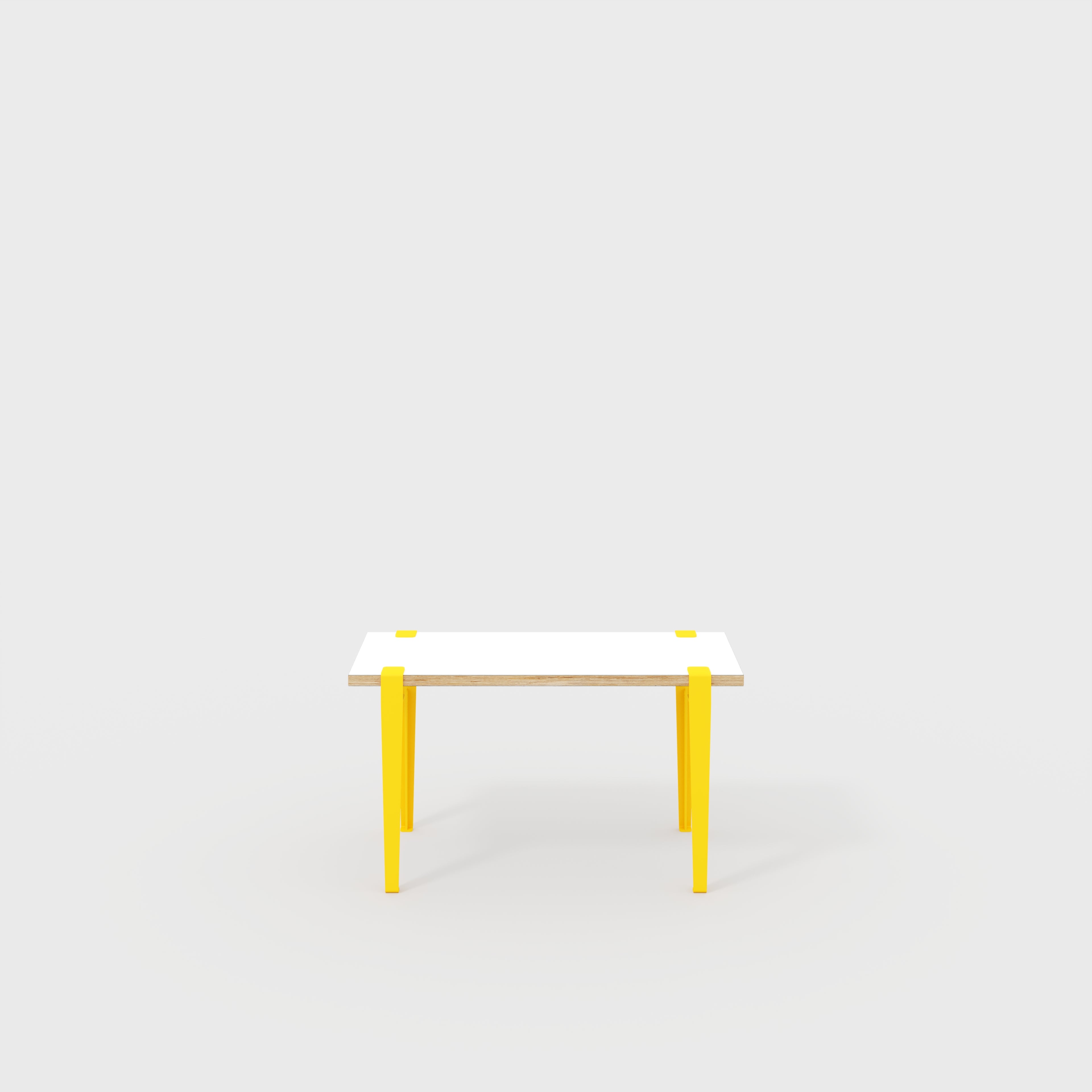 Kids Desk with Sun Yellow Tiptoe Legs - Formica White - 800(w) x 400(d) x 500(h)
