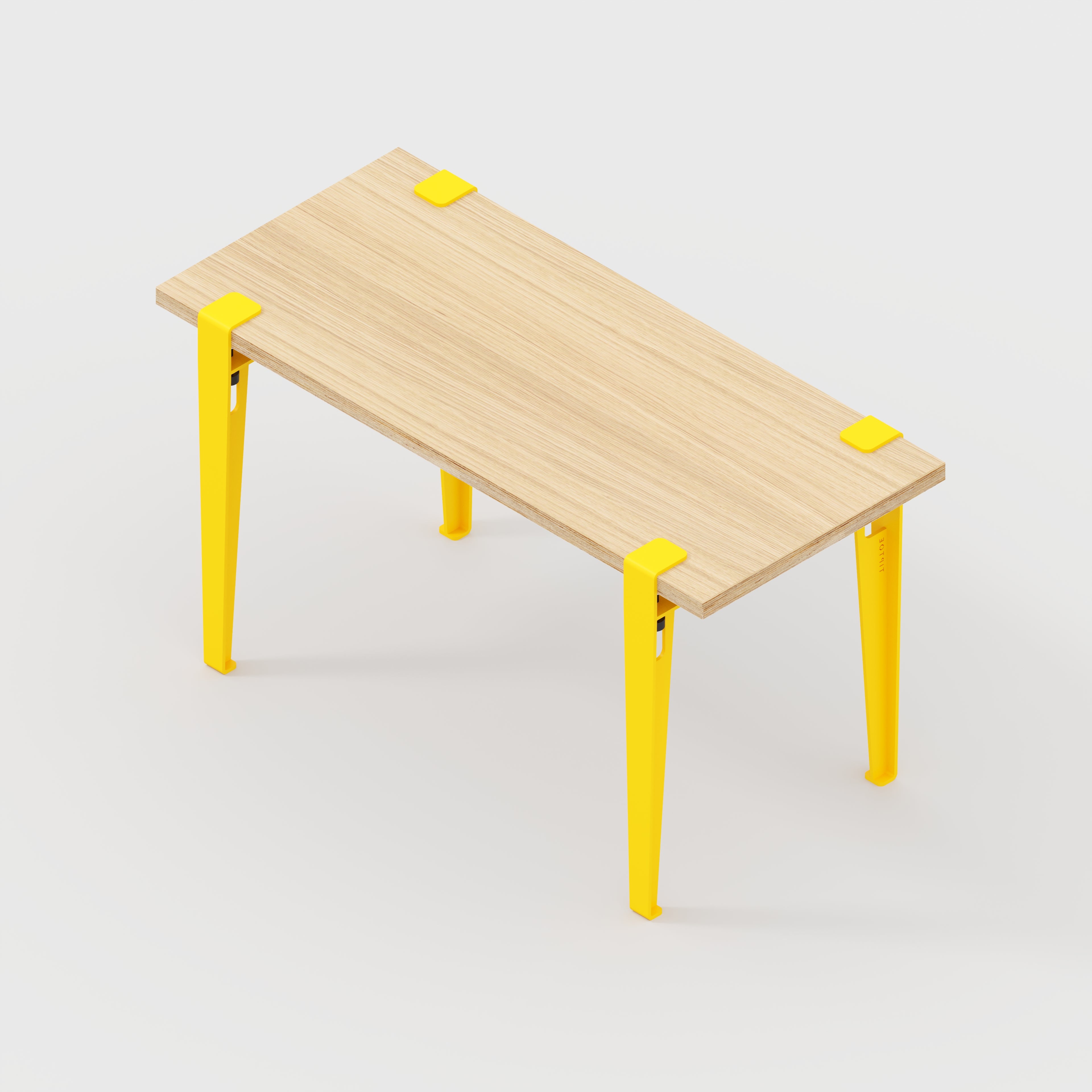 Kids Desk with Sun Yellow Tiptoe Legs - Plywood Oak - 800(w) x 400(d) x 500(h)