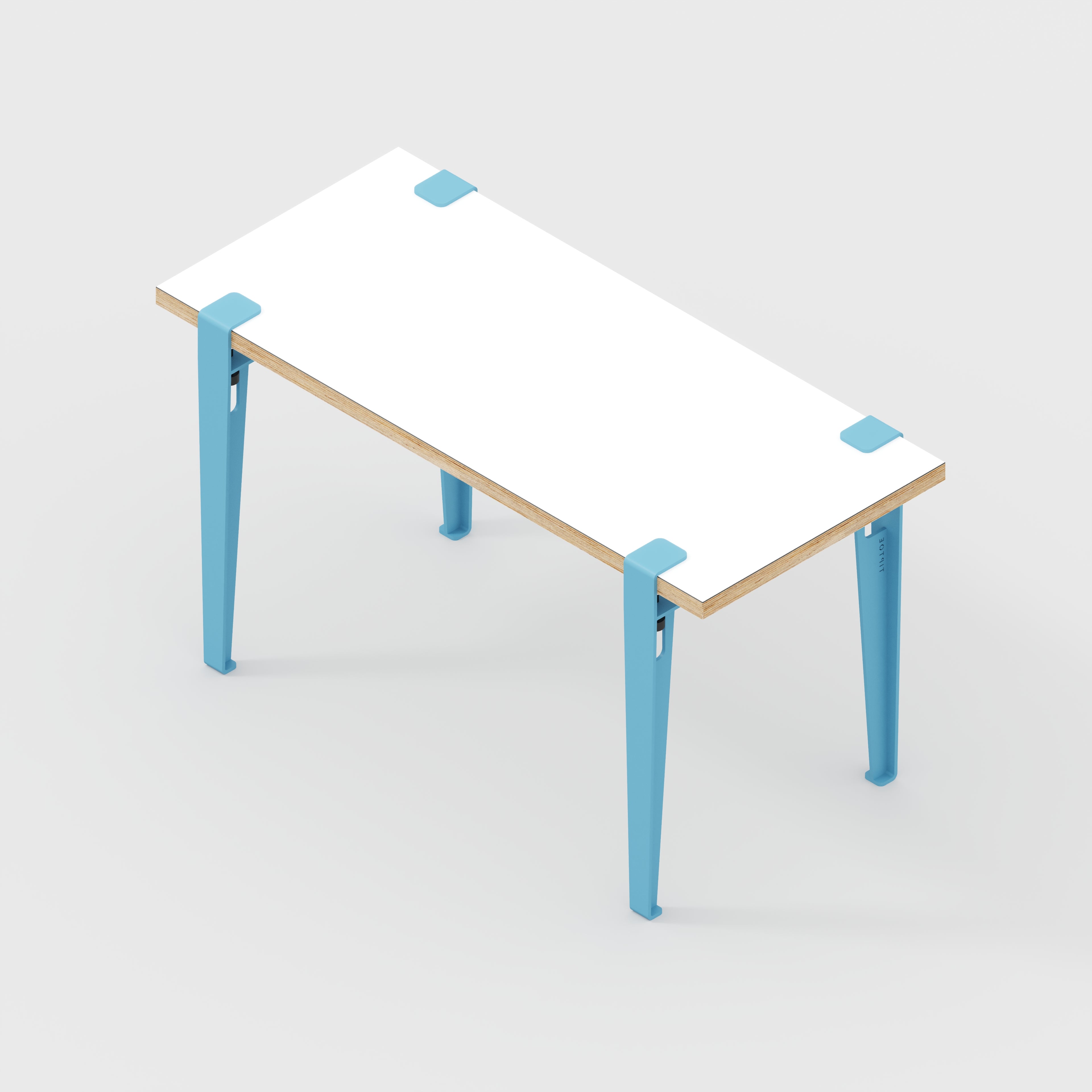 Kids Desk with Whale Blue Tiptoe Legs - Formica White - 800(w) x 400(d) x 500(h)