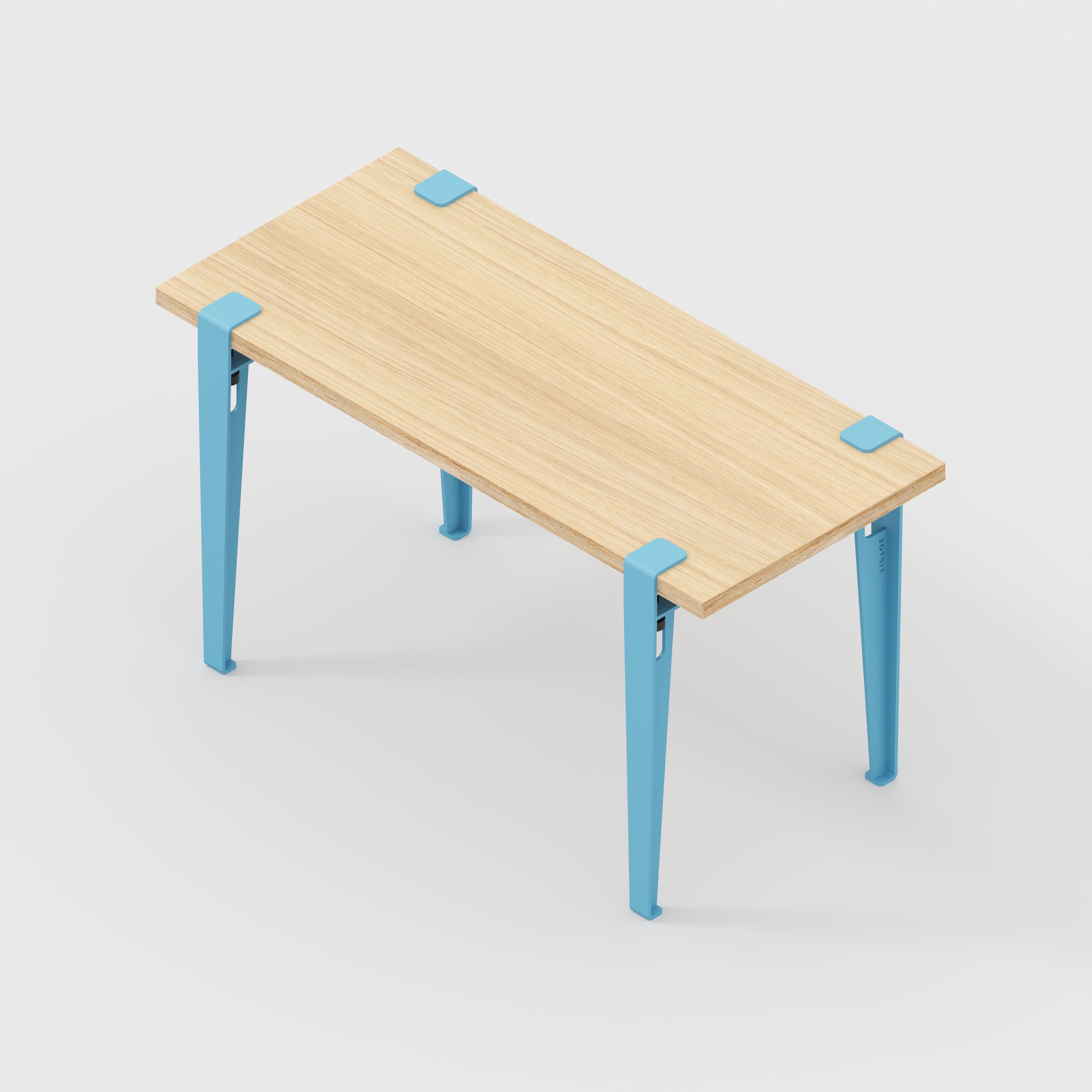 Kids Desk with Whale Blue Tiptoe Legs - Plywood Oak - 800(w) x 400(d) x 500(h)