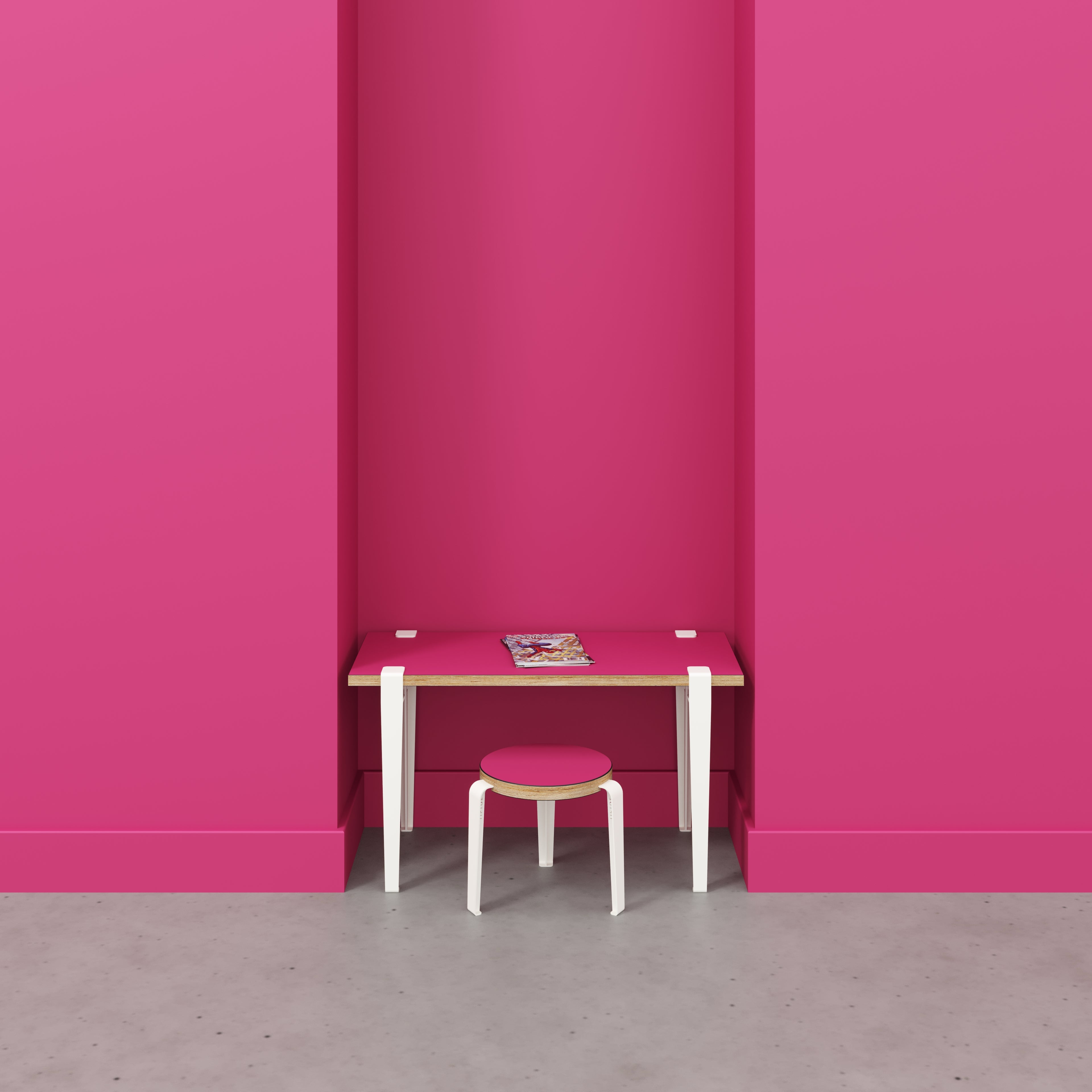 Kids Desk with Cloud White Tiptoe Legs - Formica Juicy Pink - 800(w) x 400(d) x 500(h)