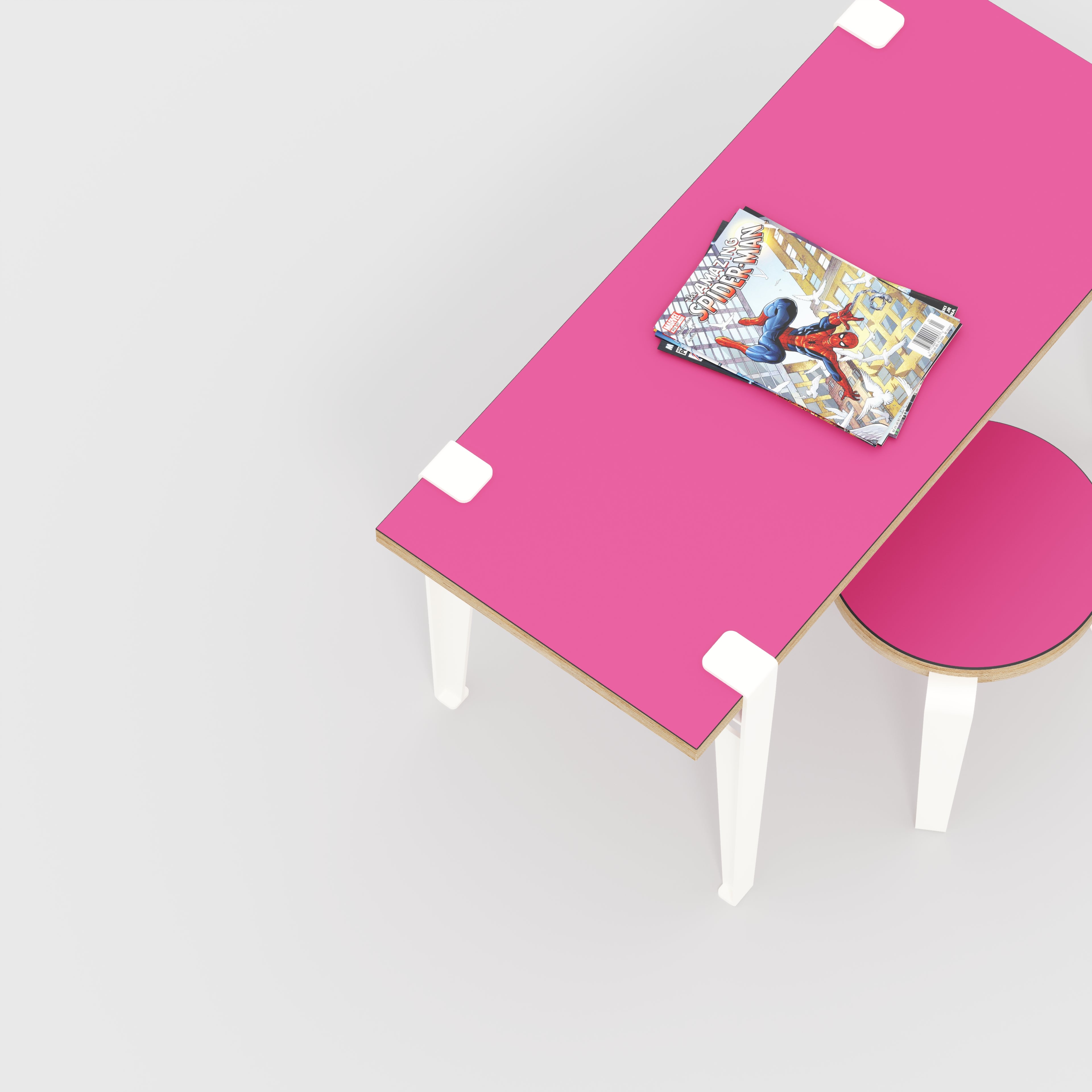 Kids Desk with Cloud White Tiptoe Legs - Formica Juicy Pink - 800(w) x 400(d) x 500(h)