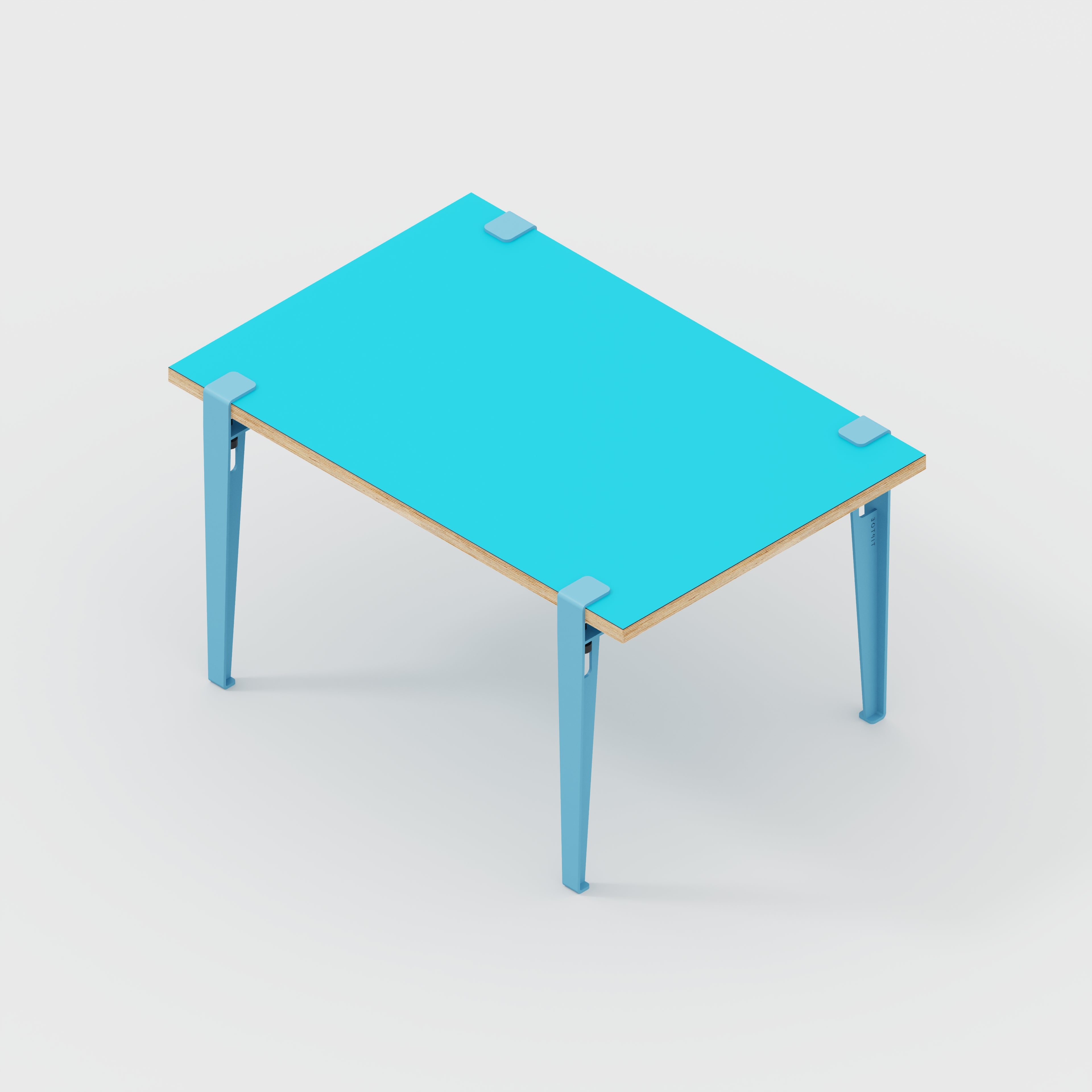 Kids Table with Whale Blue Tiptoe Legs - Formica Caribbean Blue - 800(w) x 600(d) x 500(h)