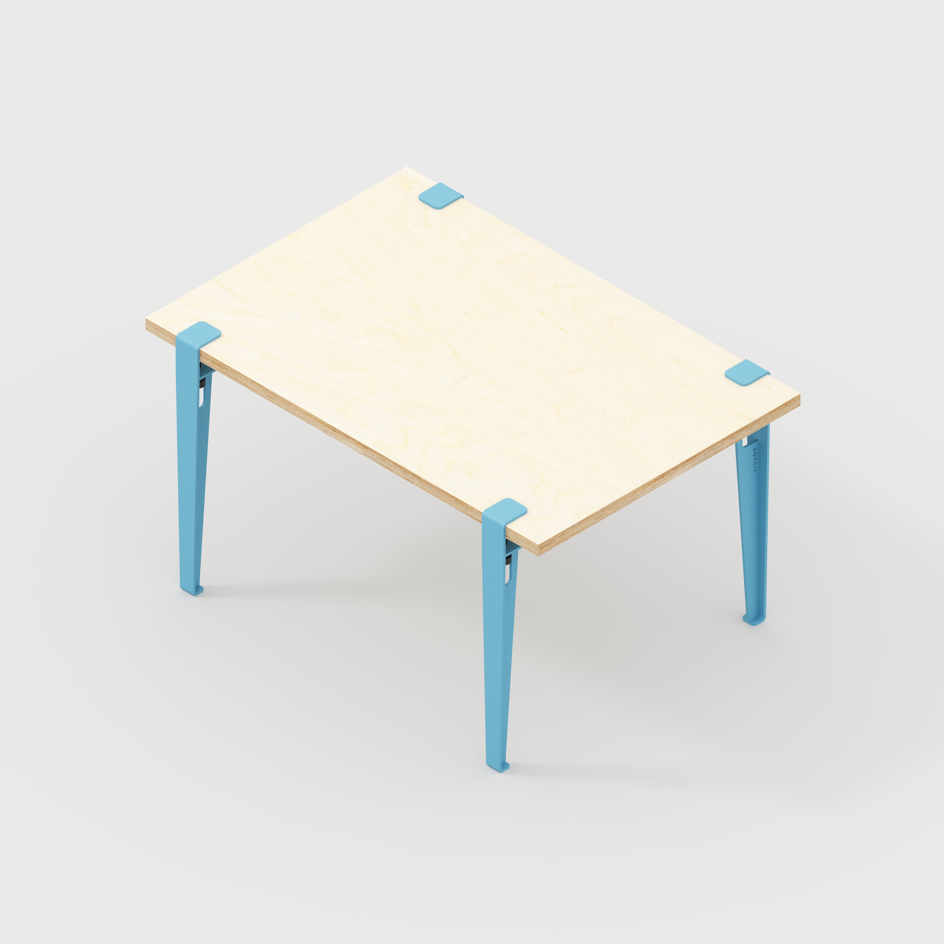 Kids Table with Whale Blue Tiptoe Legs - Plywood Birch - 800(w) x 600(d) x 500(h)