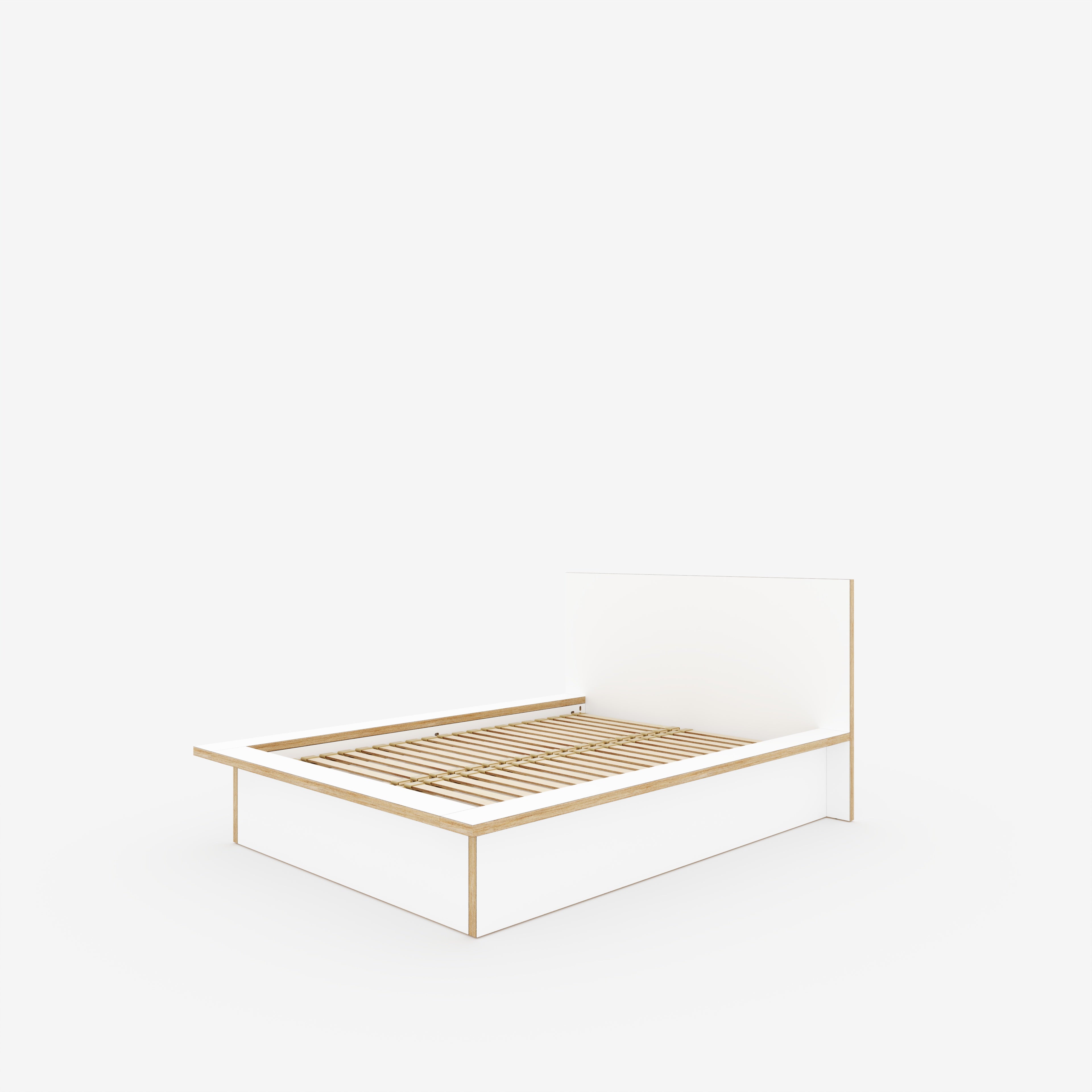 Plywood Platform Bed - Plywood Formica White - European Double 1400(w) x 2000(d) High